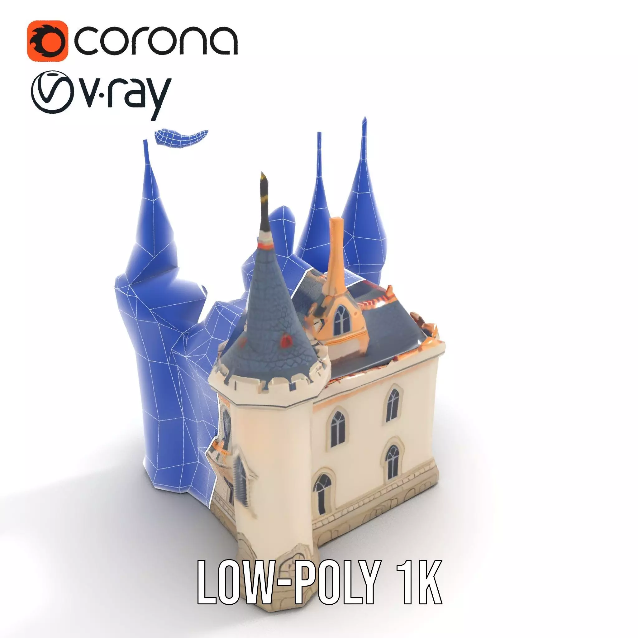 Fantasy Castle Towers model pack Low-poly 3D model_20