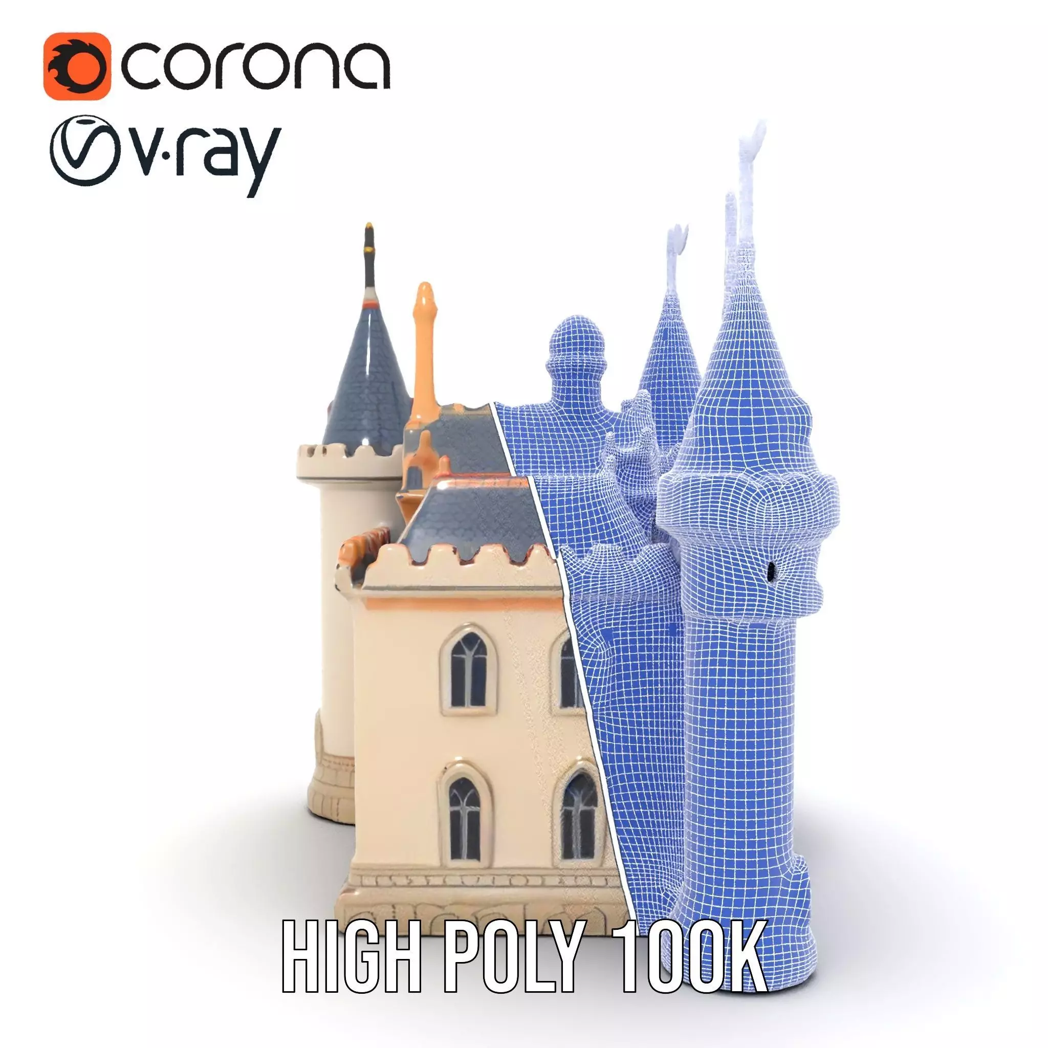 Fantasy Castle Towers model pack Low-poly 3D model_32