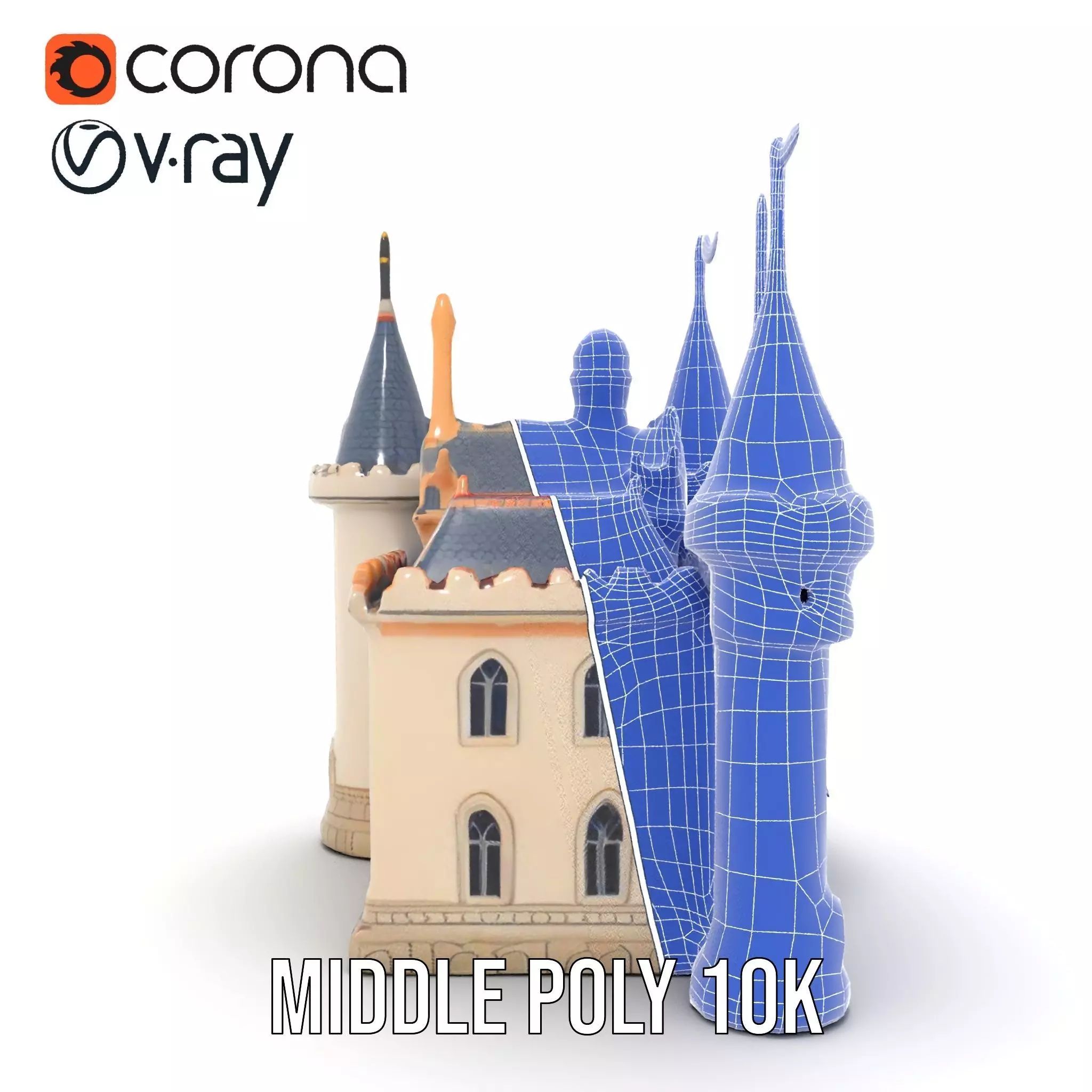 Fantasy Castle Towers model pack Low-poly 3D model_27