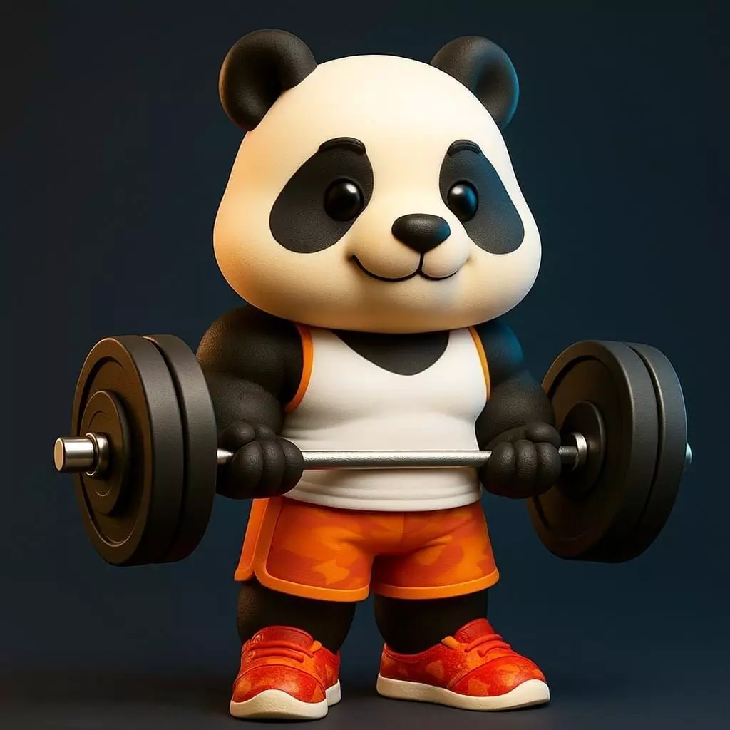 Panda Cute Lifting Weights 3D print model