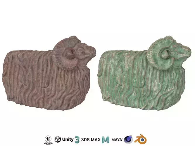 Garden ram rusted statues