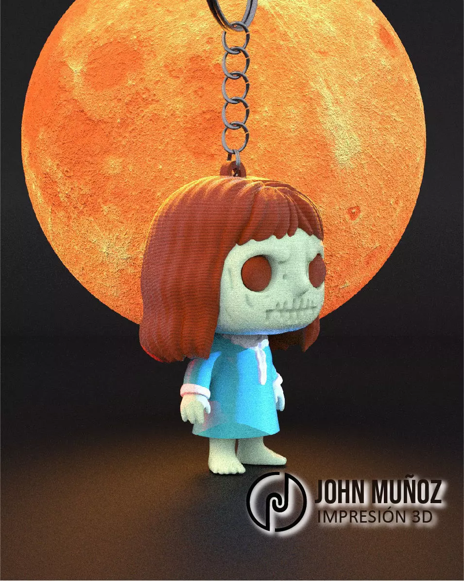 Regan Exorcista Girl - figure Version and Keychain 3D print model_4