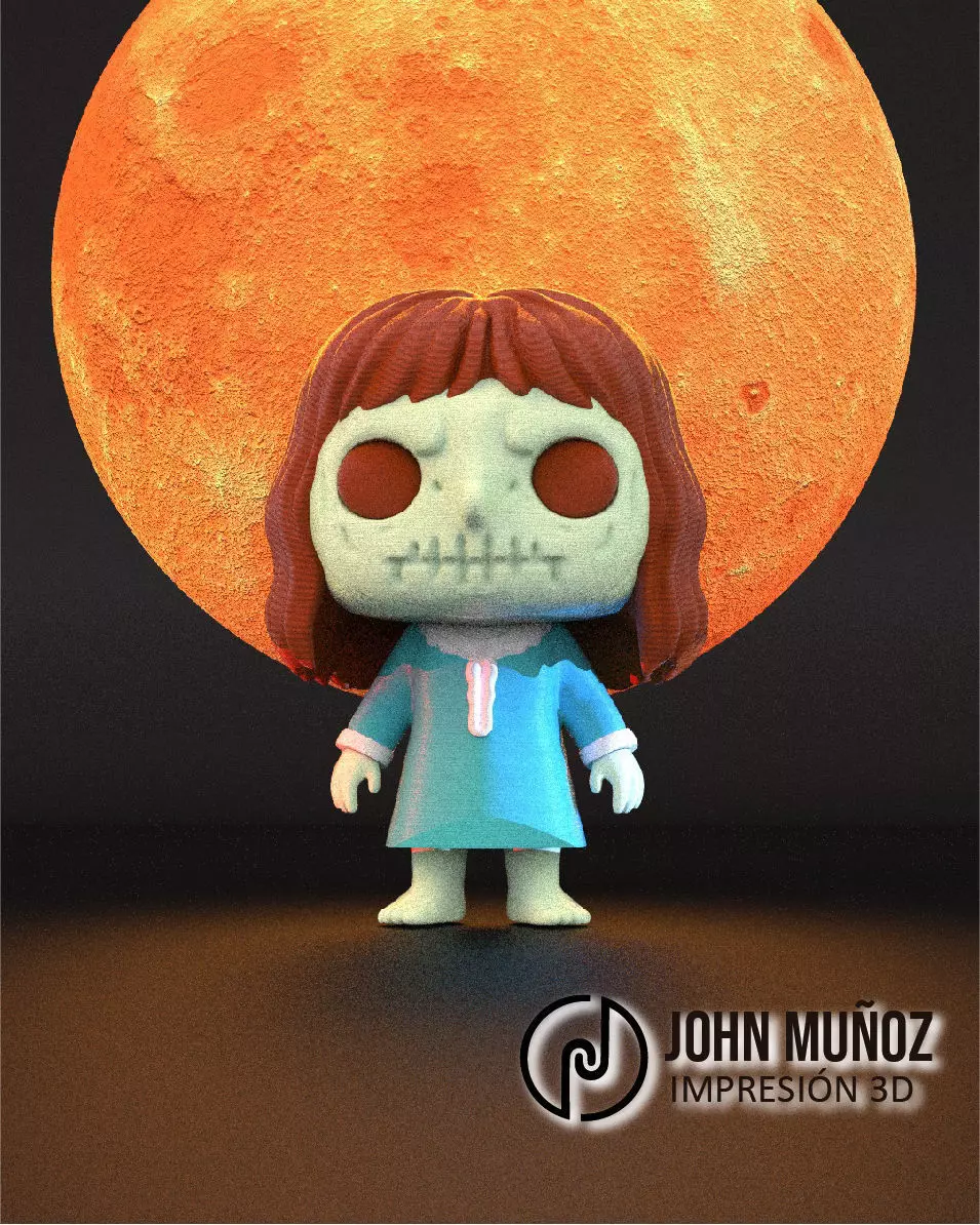 Regan Exorcista Girl - figure Version and Keychain 3D print model_0