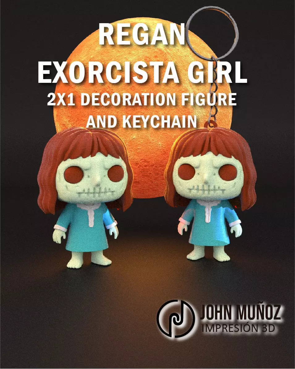 Regan Exorcista Girl - figure Version and Keychain 3D print model_2