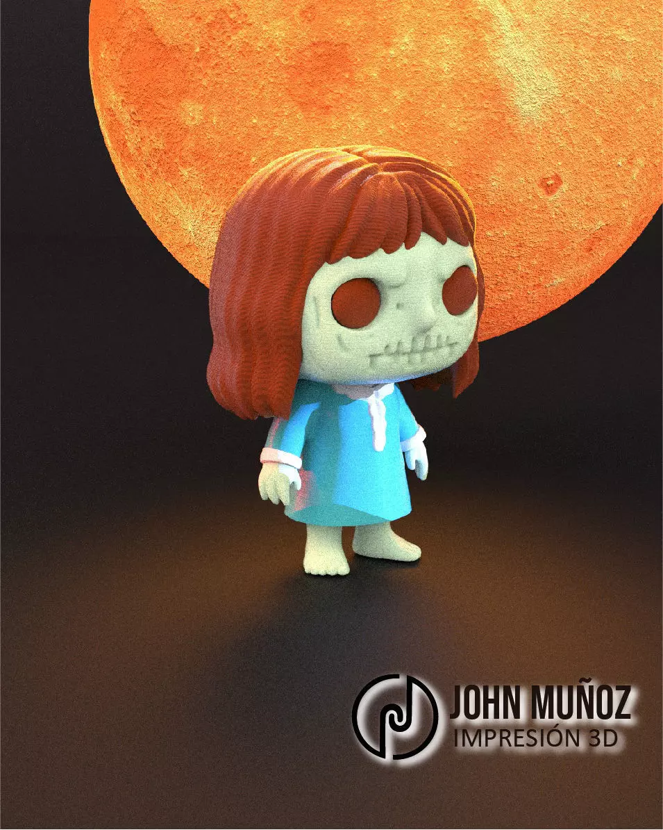 Regan Exorcista Girl - figure Version and Keychain 3D print model_1