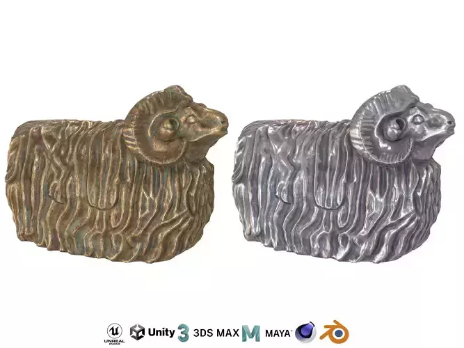 Garden ram metal statues