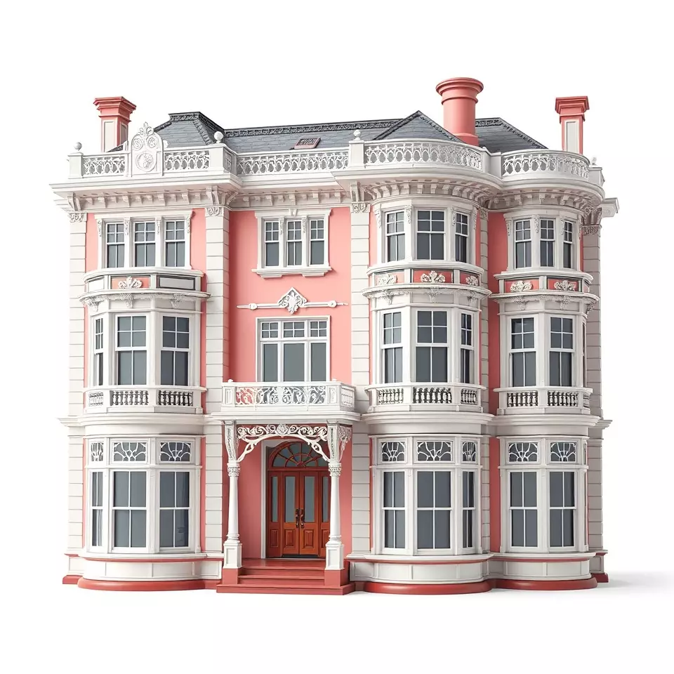 Victorian Pink Mansion model pack Low-poly 3D model_3