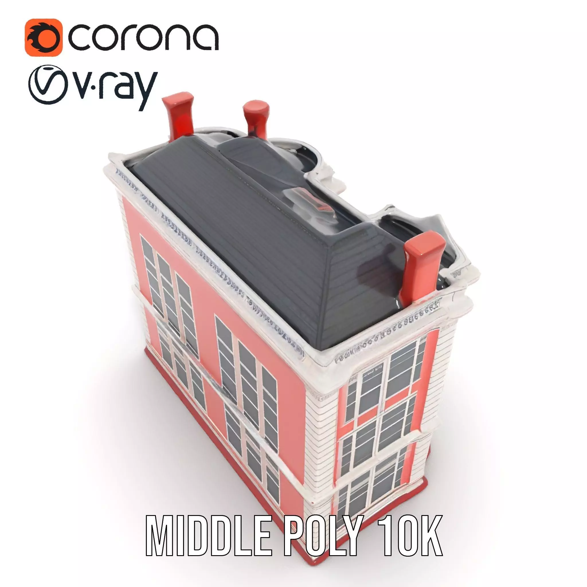 Victorian Pink Mansion model pack Low-poly 3D model_12