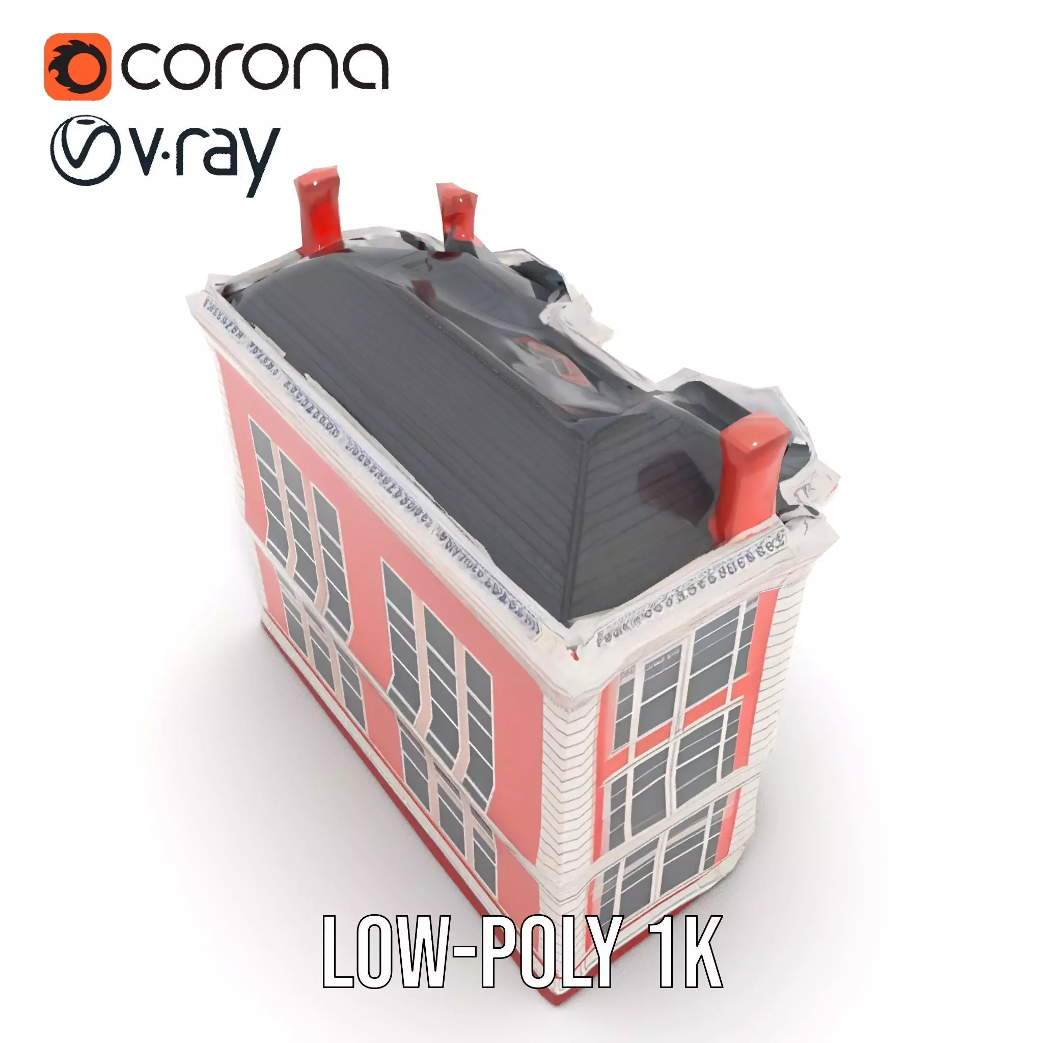 Victorian Pink Mansion model pack Low-poly 3D model_10