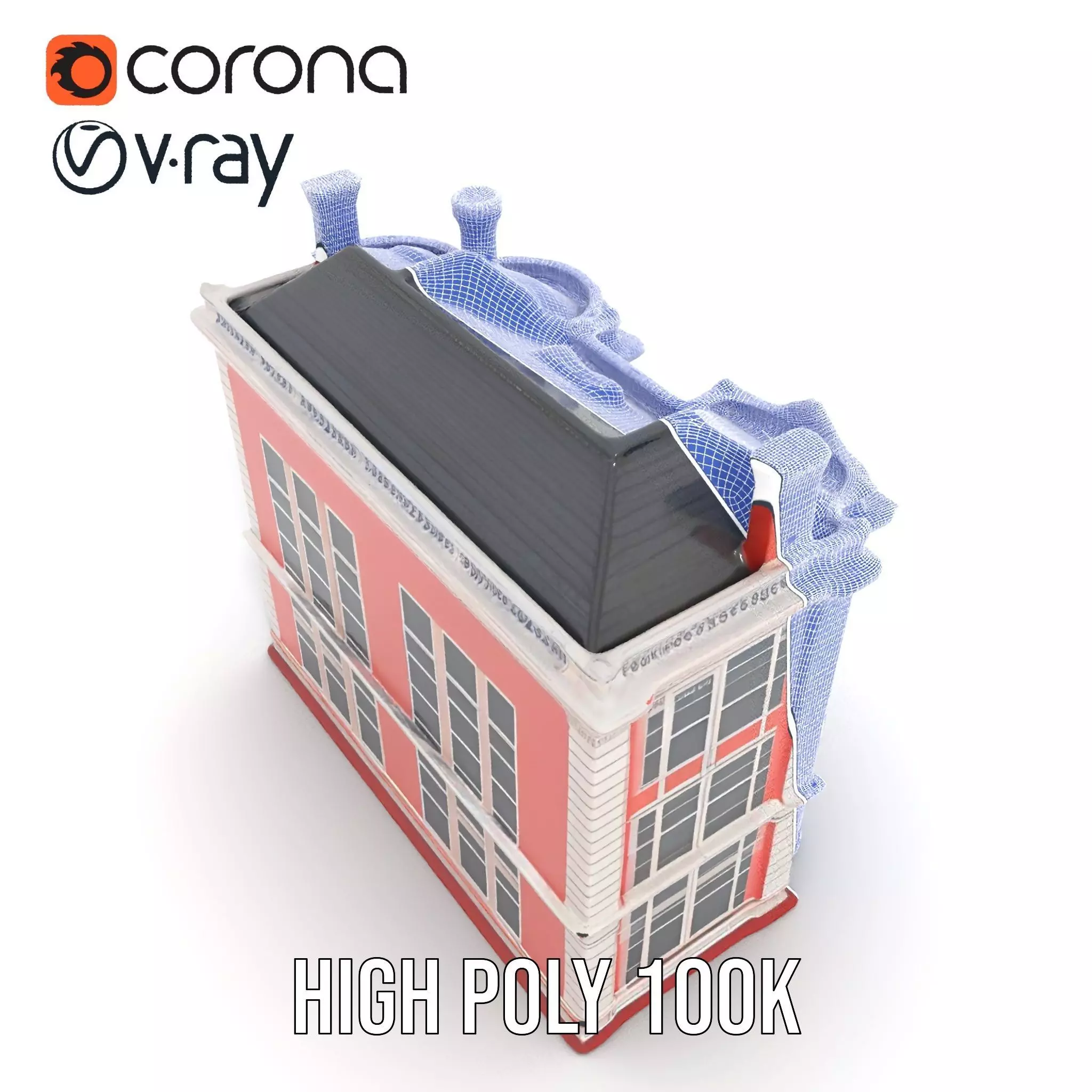 Victorian Pink Mansion model pack Low-poly 3D model_33