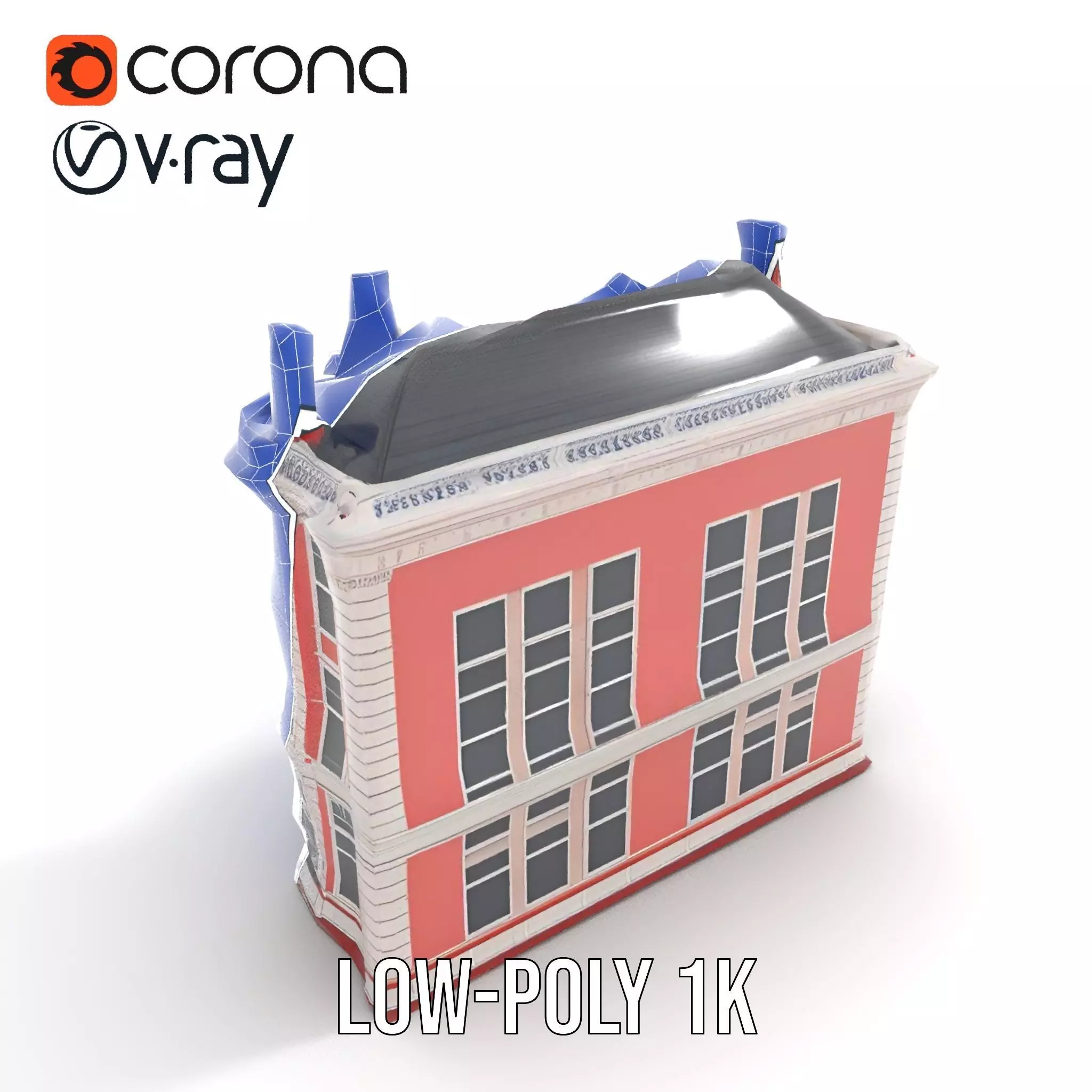 Victorian Pink Mansion model pack Low-poly 3D model_15