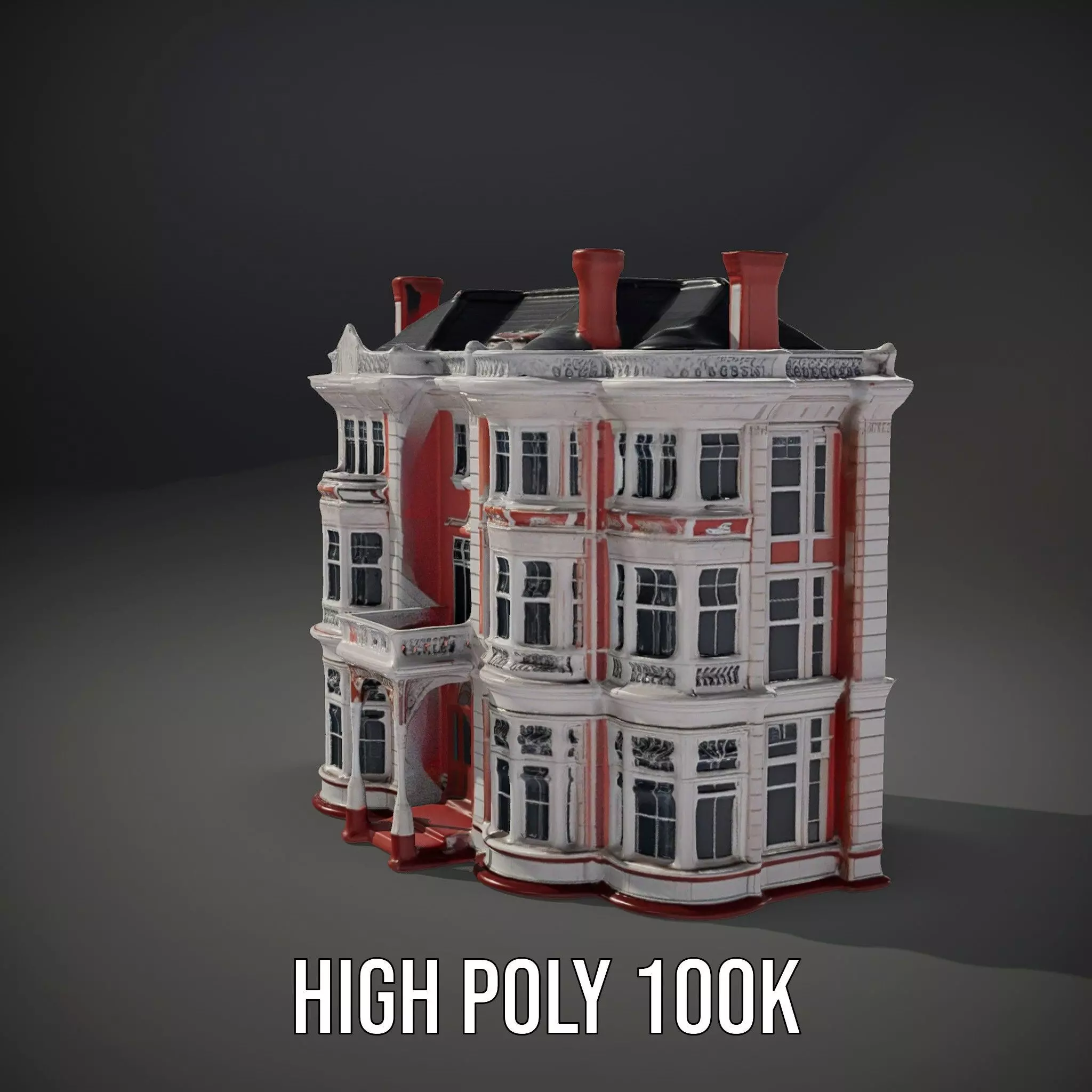 Victorian Pink Mansion model pack Low-poly 3D model_9
