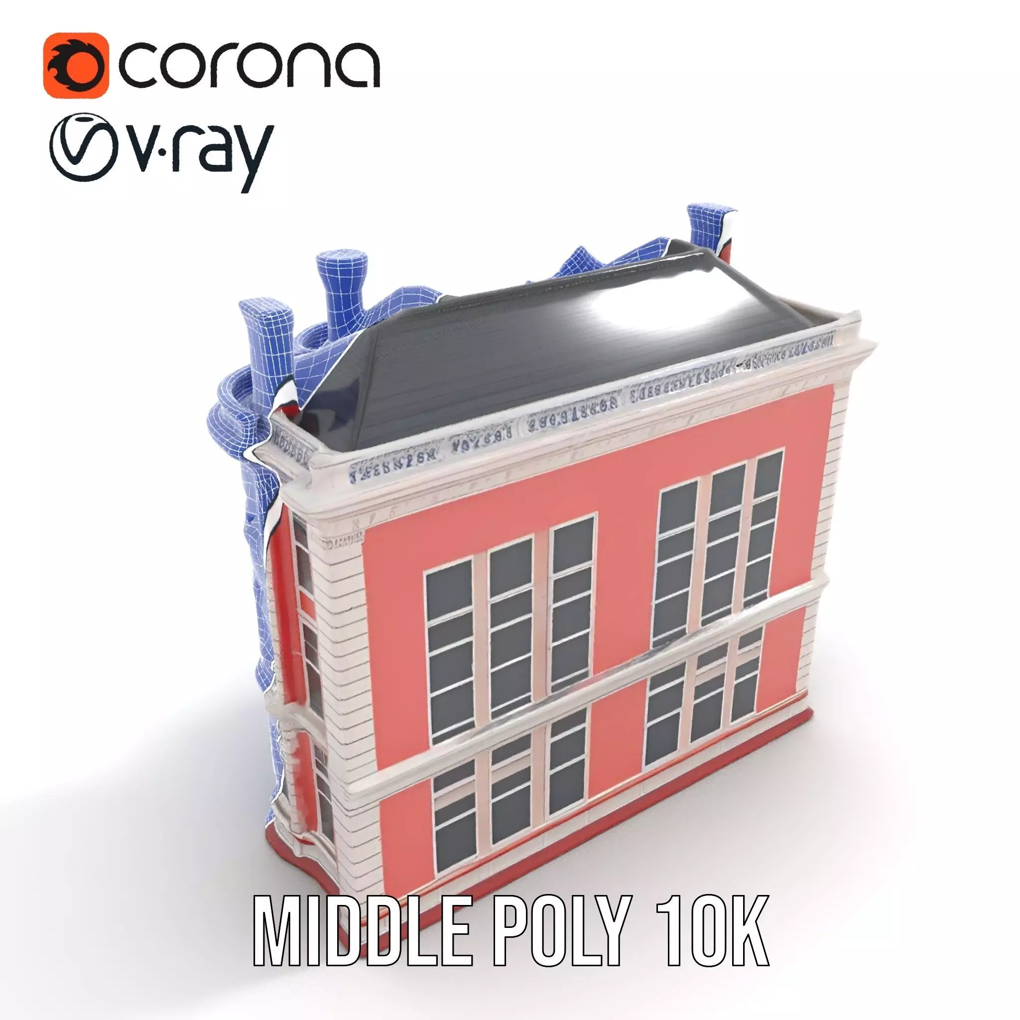 Victorian Pink Mansion model pack Low-poly 3D model_25