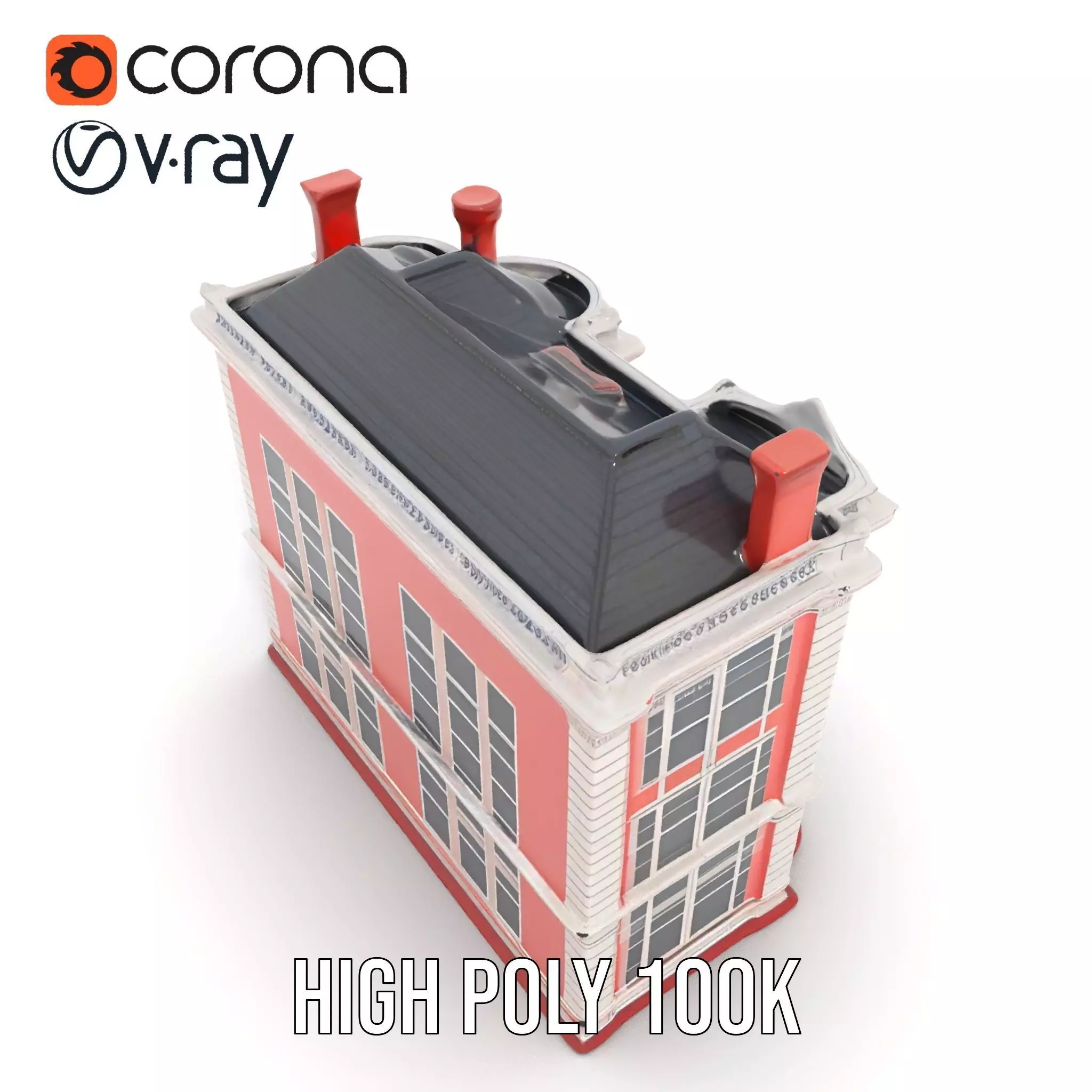 Victorian Pink Mansion model pack Low-poly 3D model_27