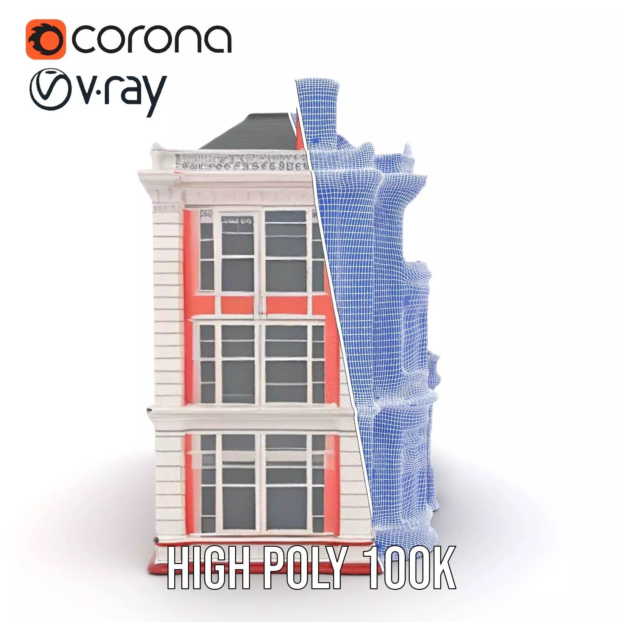 Victorian Pink Mansion model pack Low-poly 3D model_35