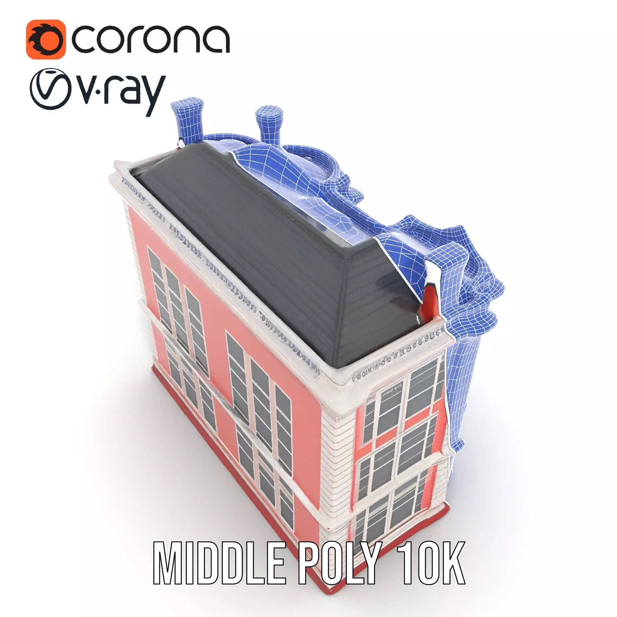 Victorian Pink Mansion model pack Low-poly 3D model_22