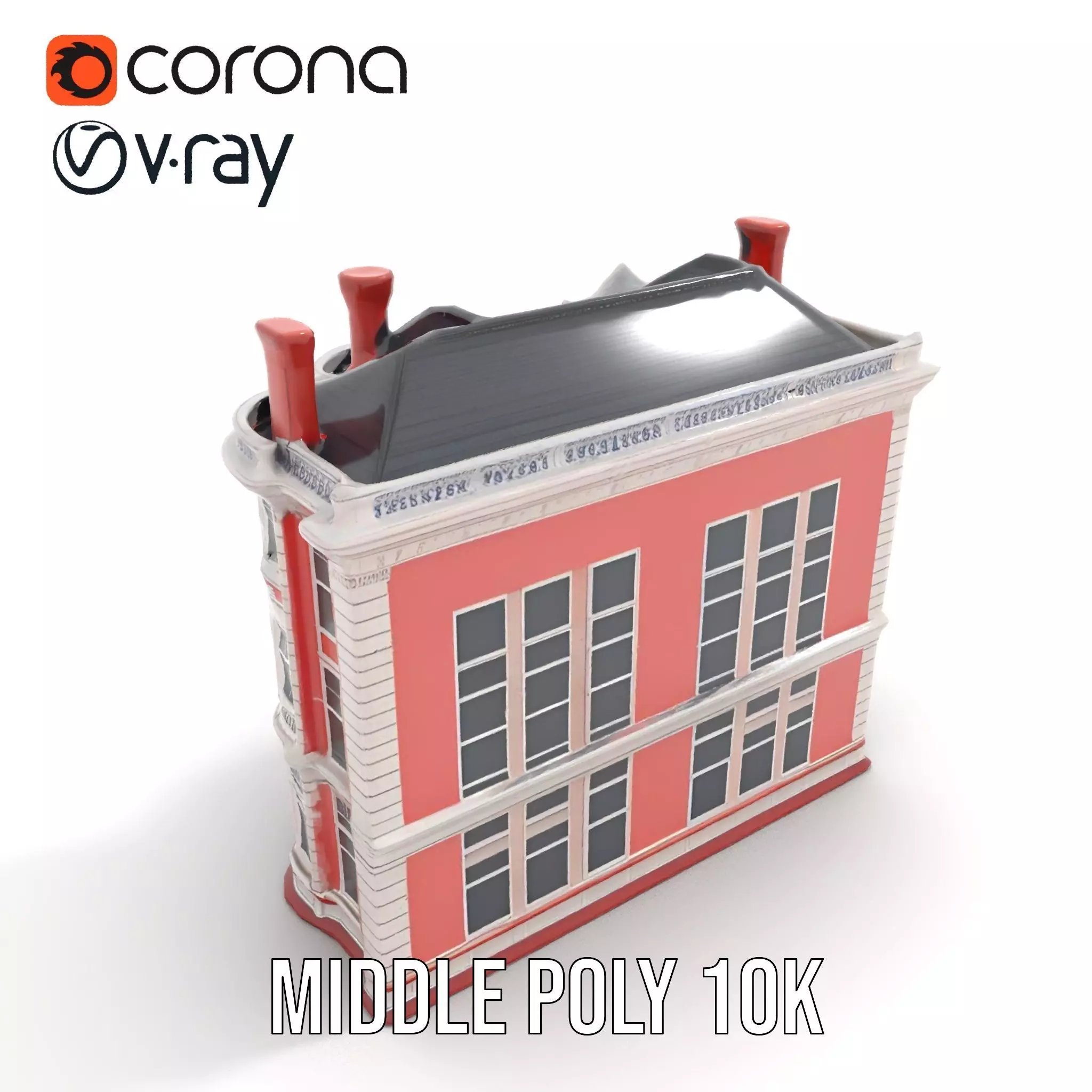 Victorian Pink Mansion model pack Low-poly 3D model_19