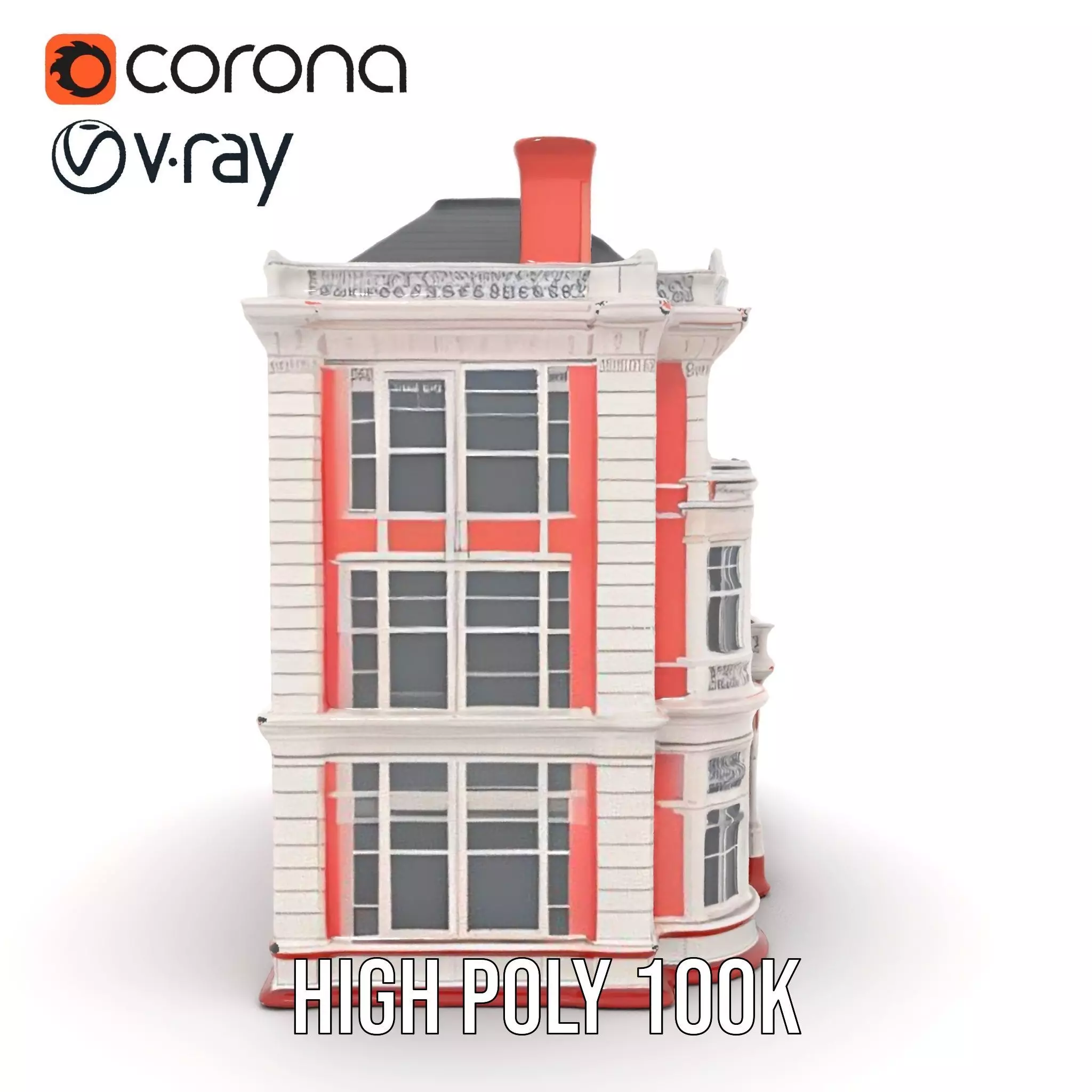 Victorian Pink Mansion model pack Low-poly 3D model_34