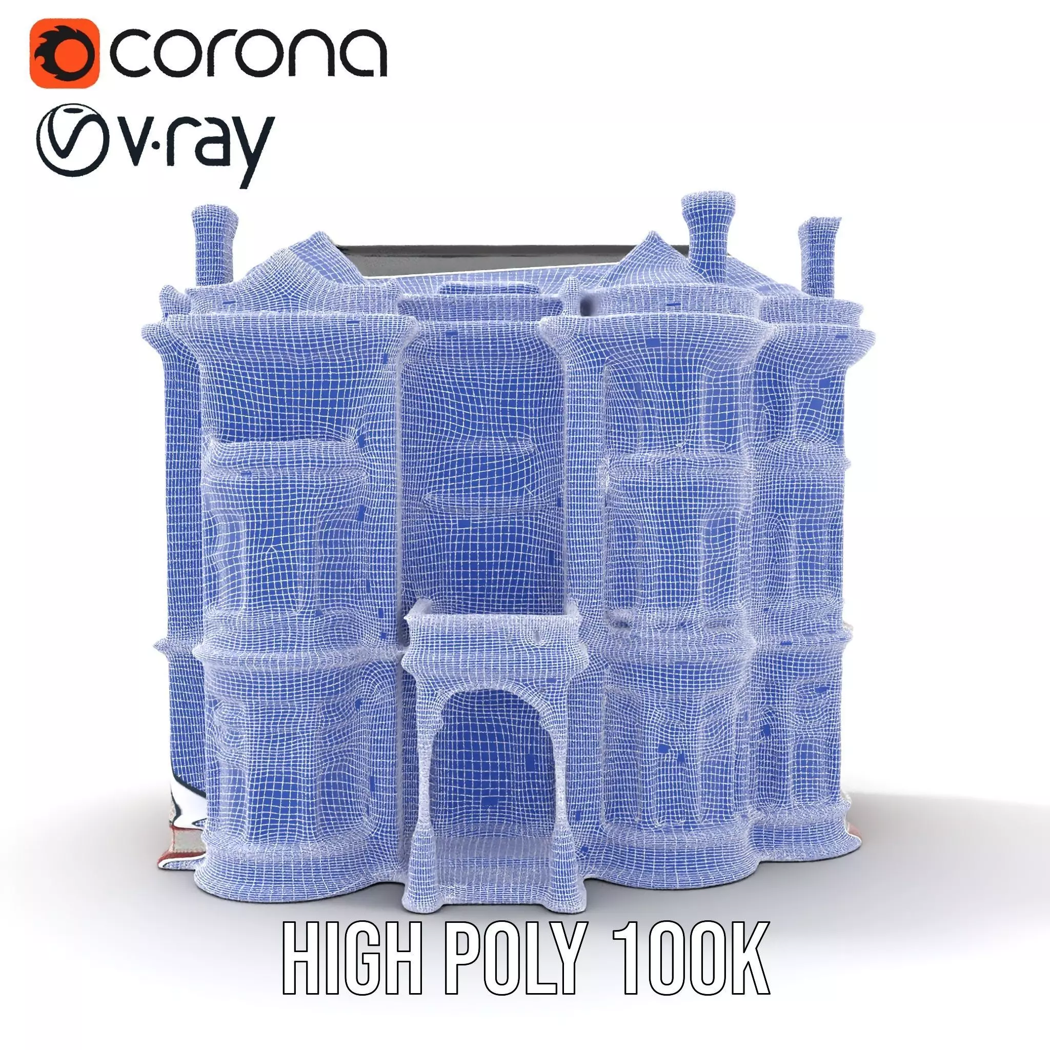 Victorian Pink Mansion model pack Low-poly 3D model_30