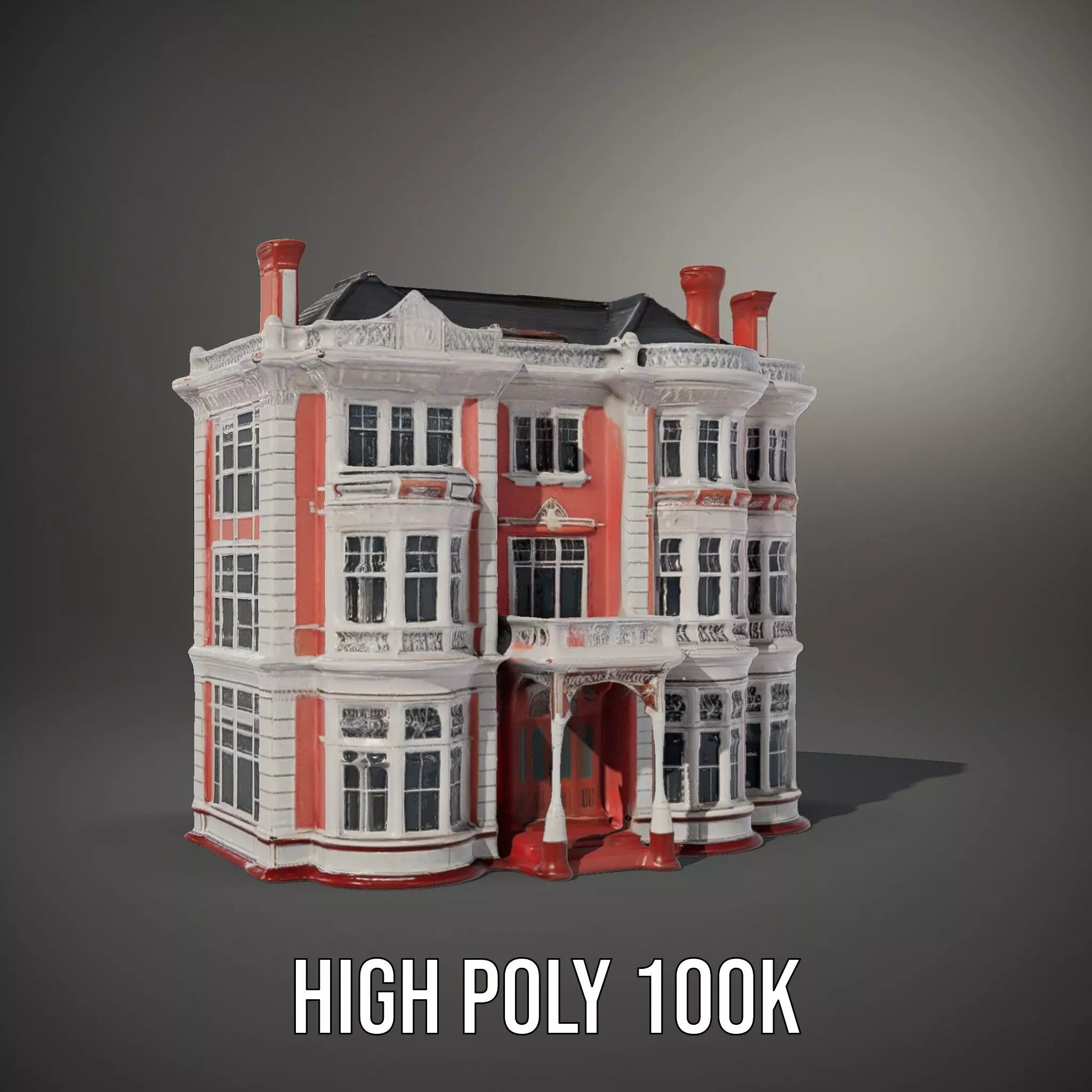 Victorian Pink Mansion model pack Low-poly 3D model_11