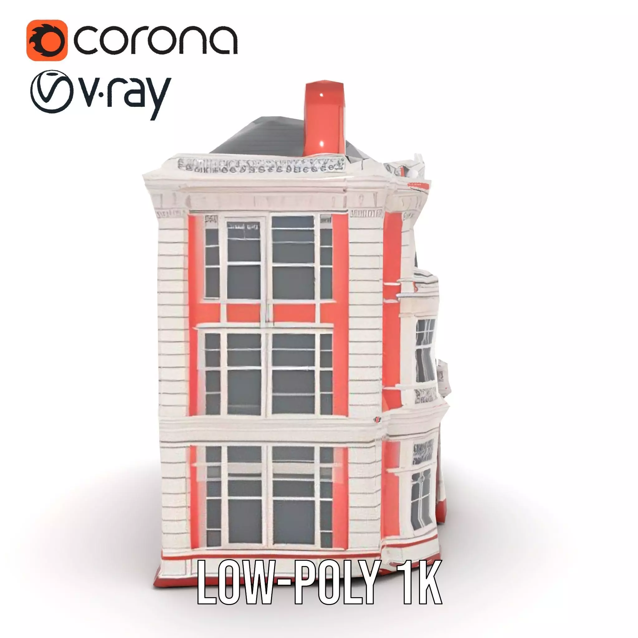 Victorian Pink Mansion model pack Low-poly 3D model_13