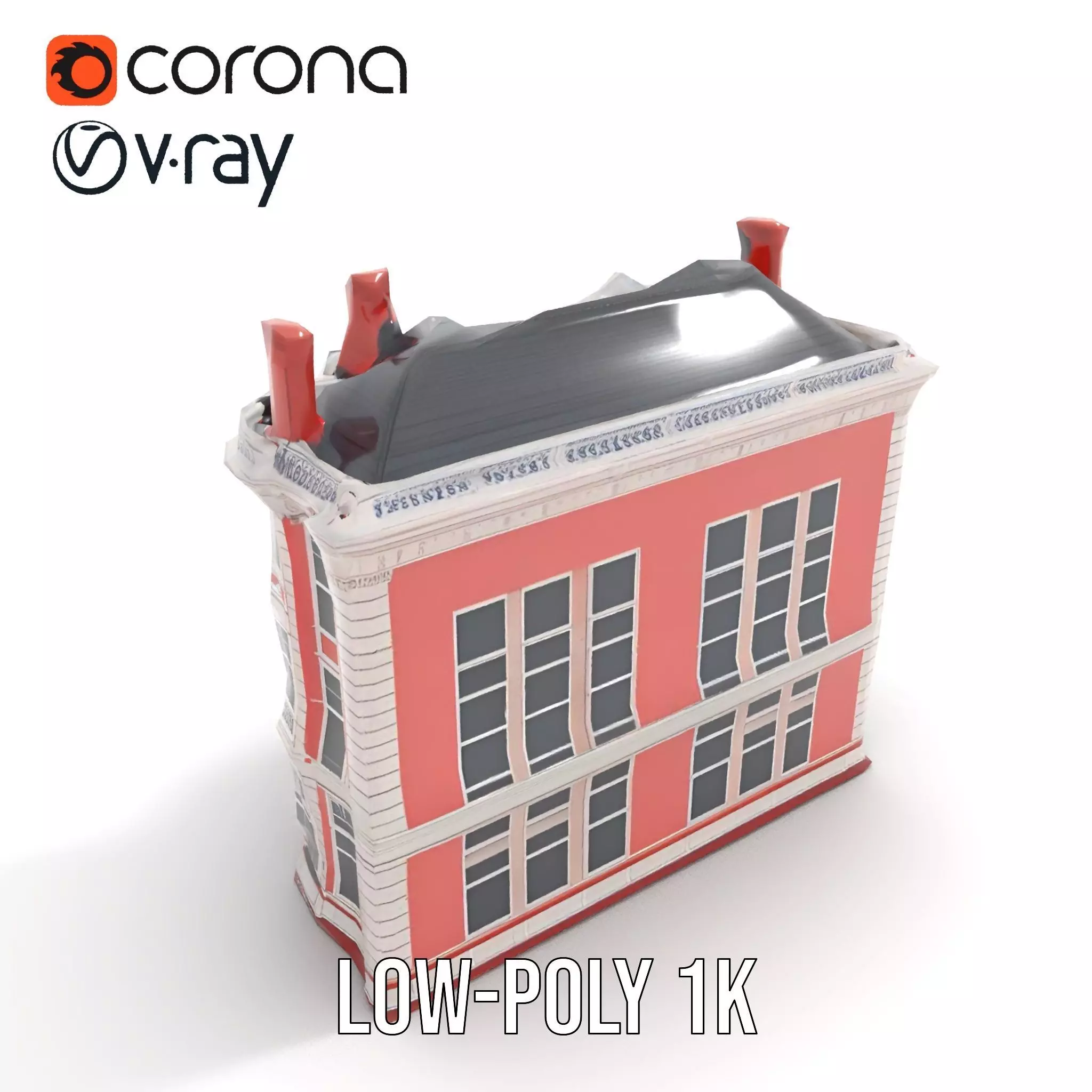 Victorian Pink Mansion model pack Low-poly 3D model_17