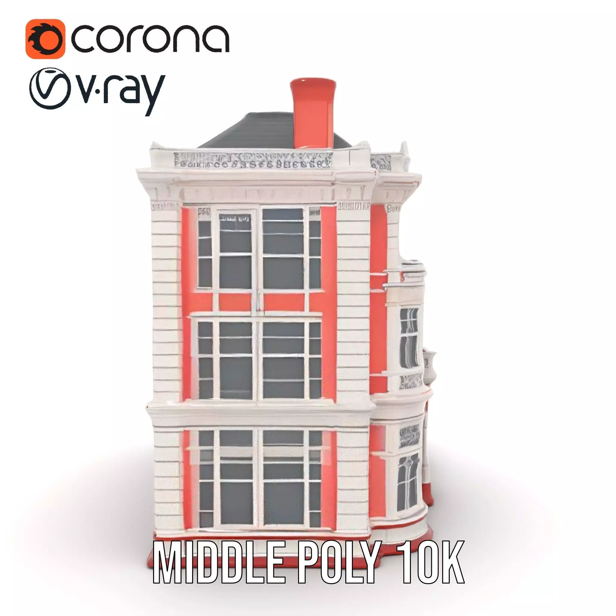 Victorian Pink Mansion model pack Low-poly 3D model_16
