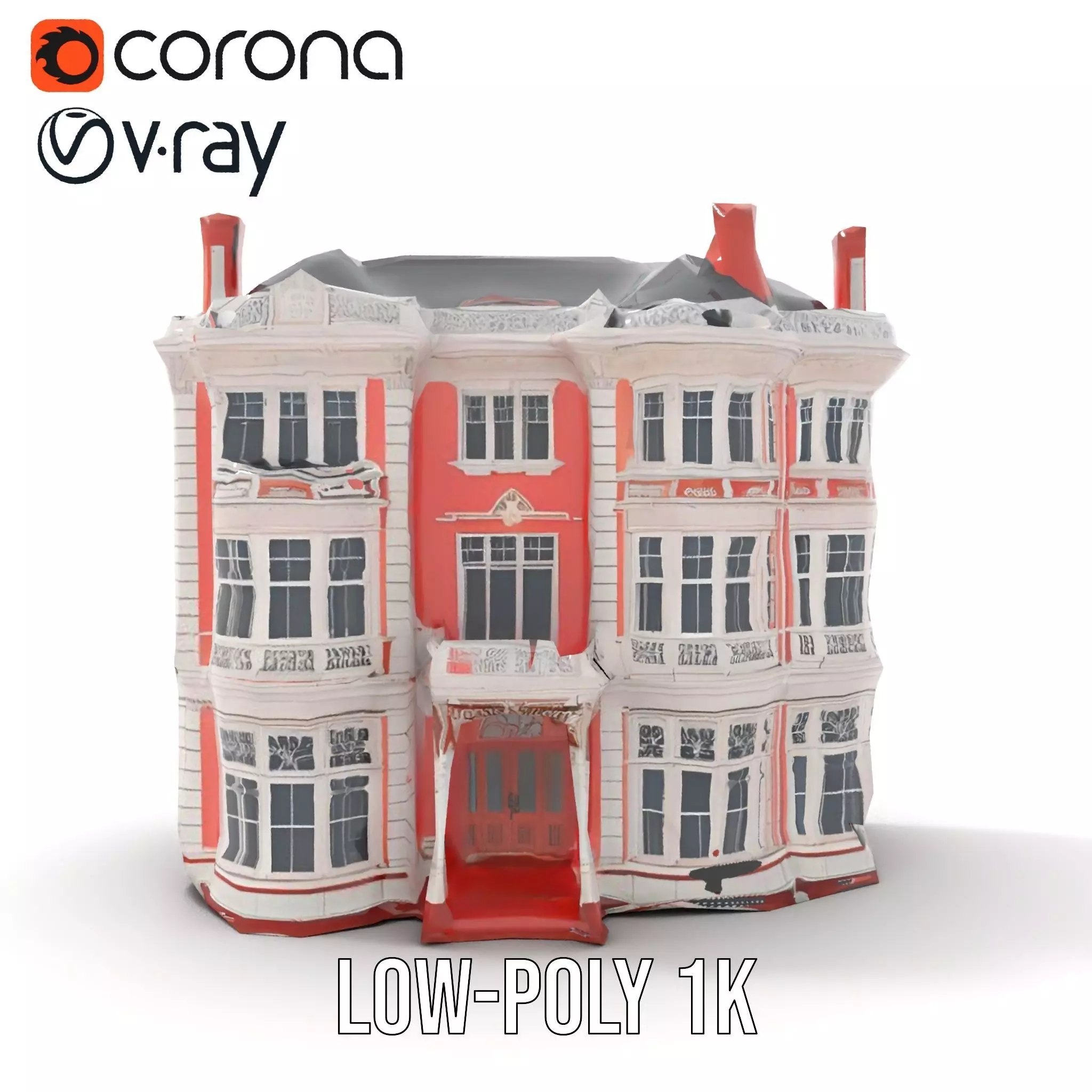 Victorian Pink Mansion model pack Low-poly 3D model_23