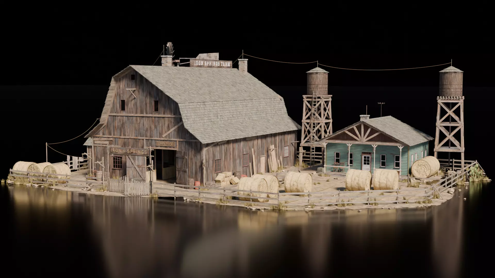 Wild West Building Wild River Barn 3D model_0
