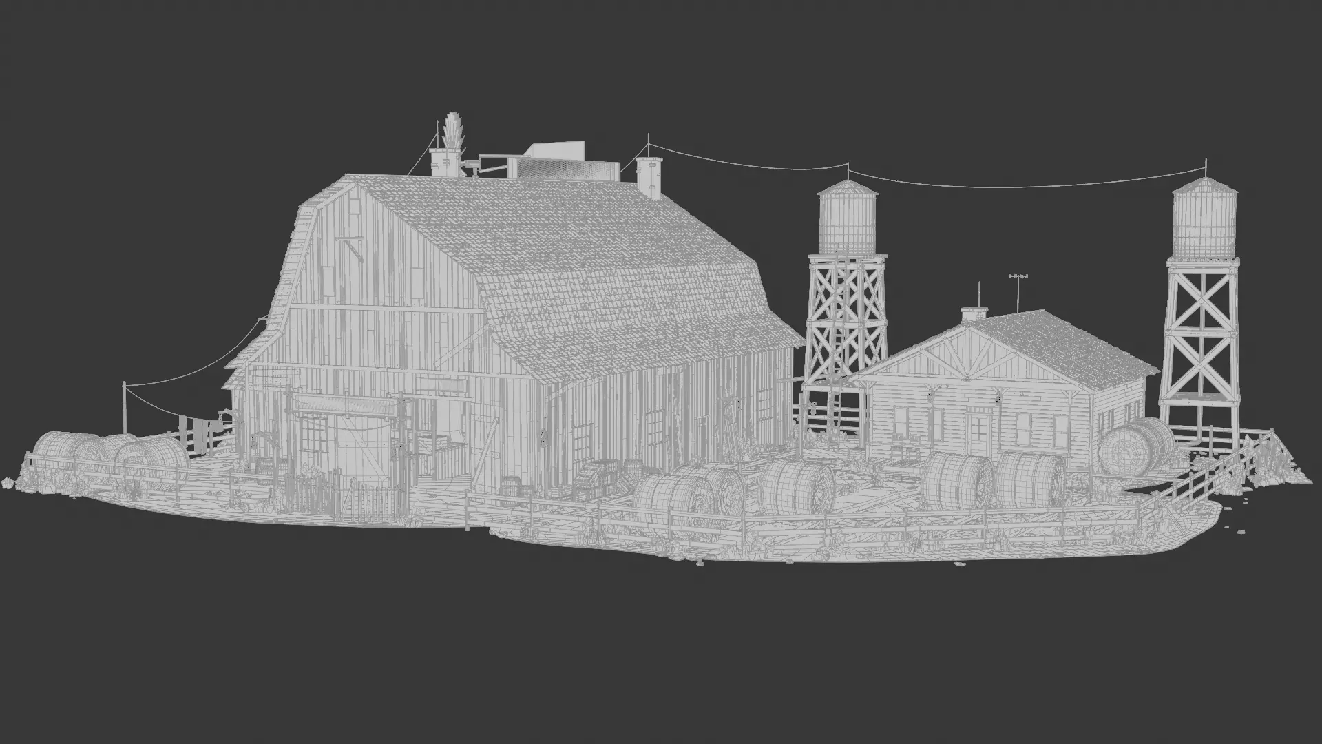 Wild West Building Wild River Barn 3D model_1