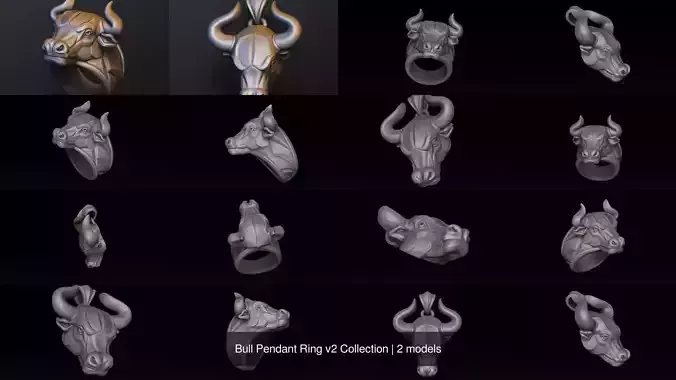 Bull Pendant Ring v2 Collection