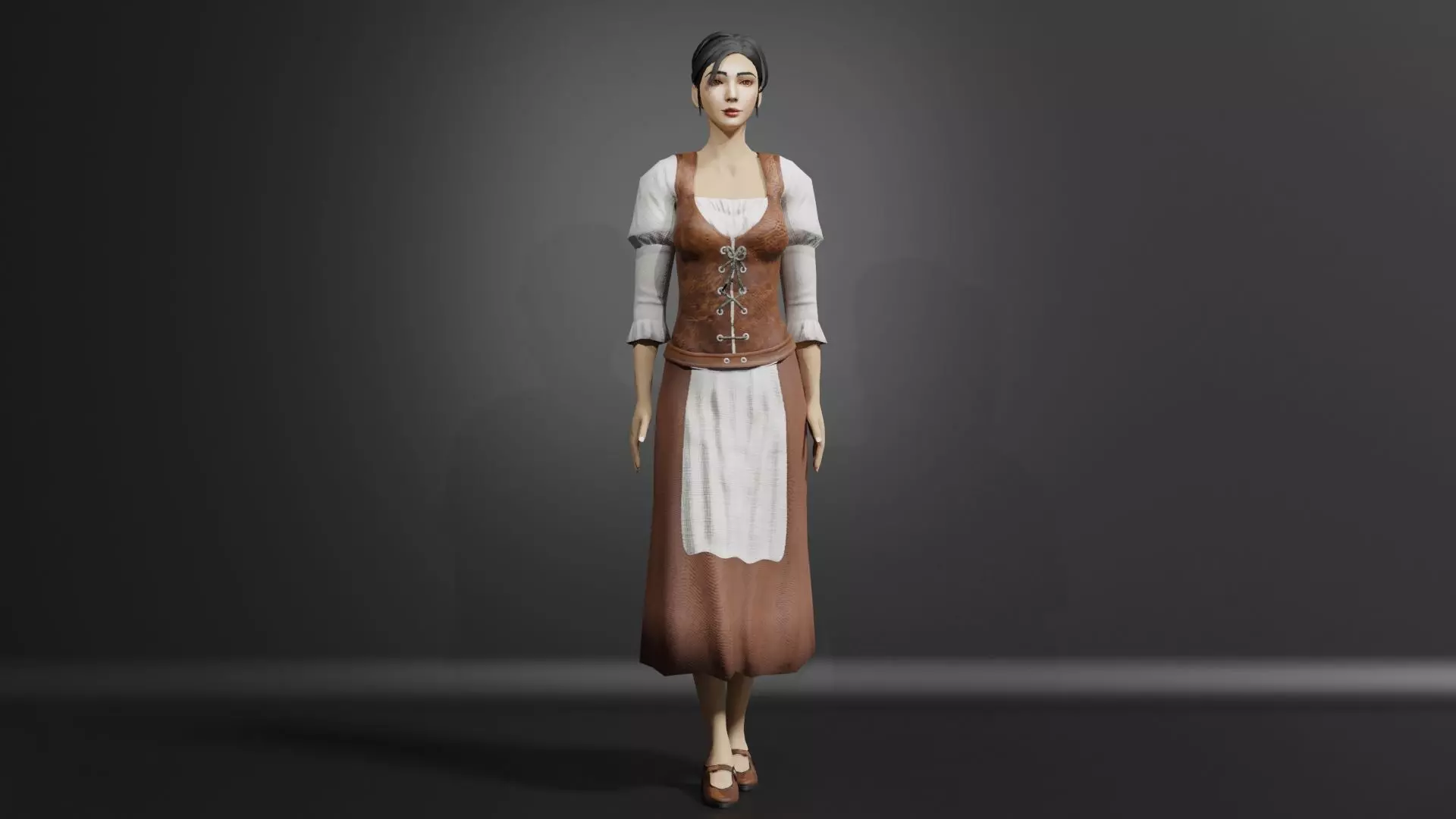 Fantasy Stylized Tavern Maid NPC Game Ready Character for Unity Low-poly 3D model_6