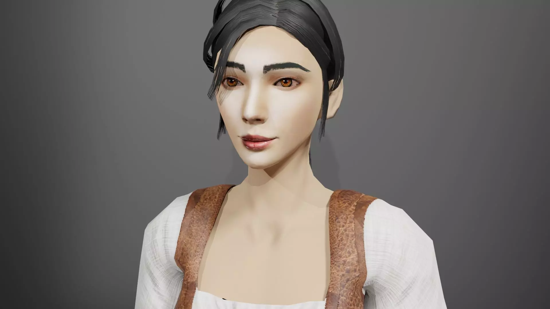 Fantasy Stylized Tavern Maid NPC Game Ready Character for Unity Low-poly 3D model_3