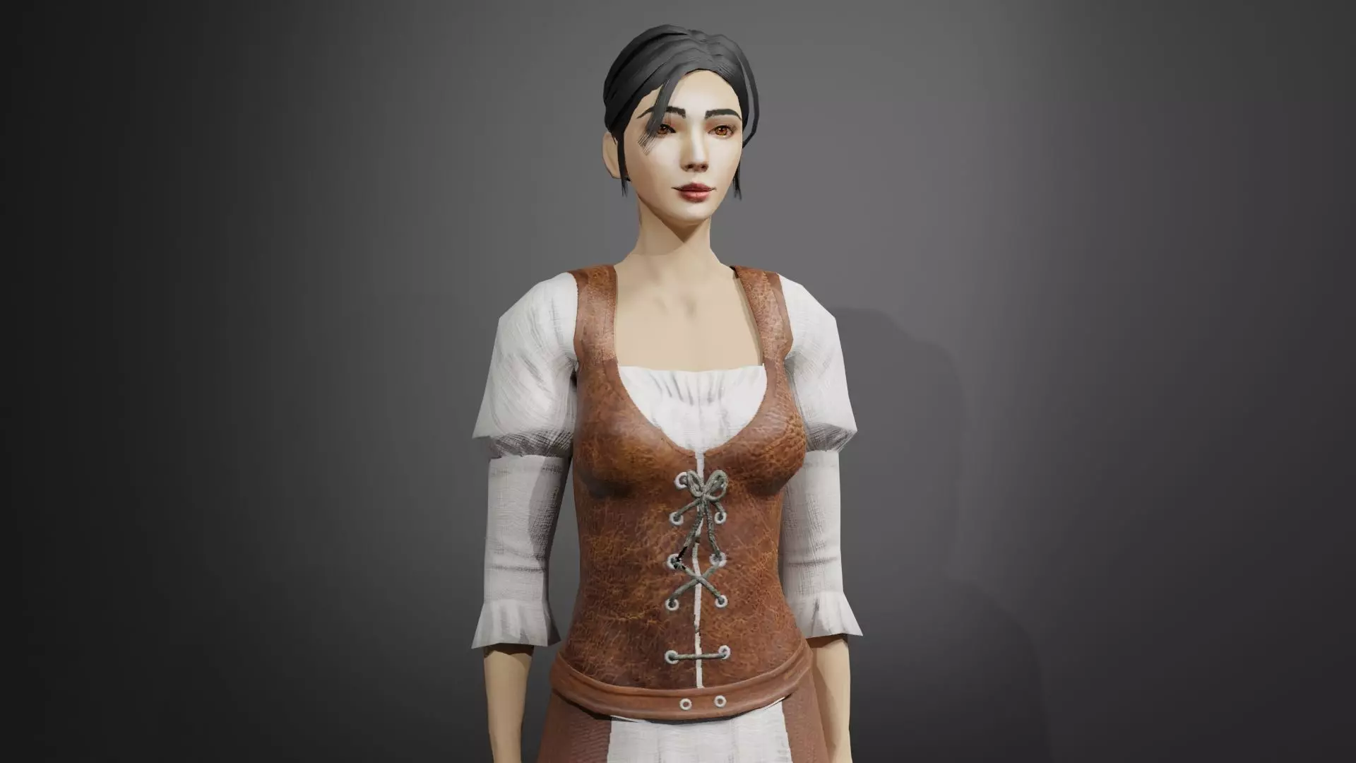 Fantasy Stylized Tavern Maid NPC Game Ready Character for Unity Low-poly 3D model_5
