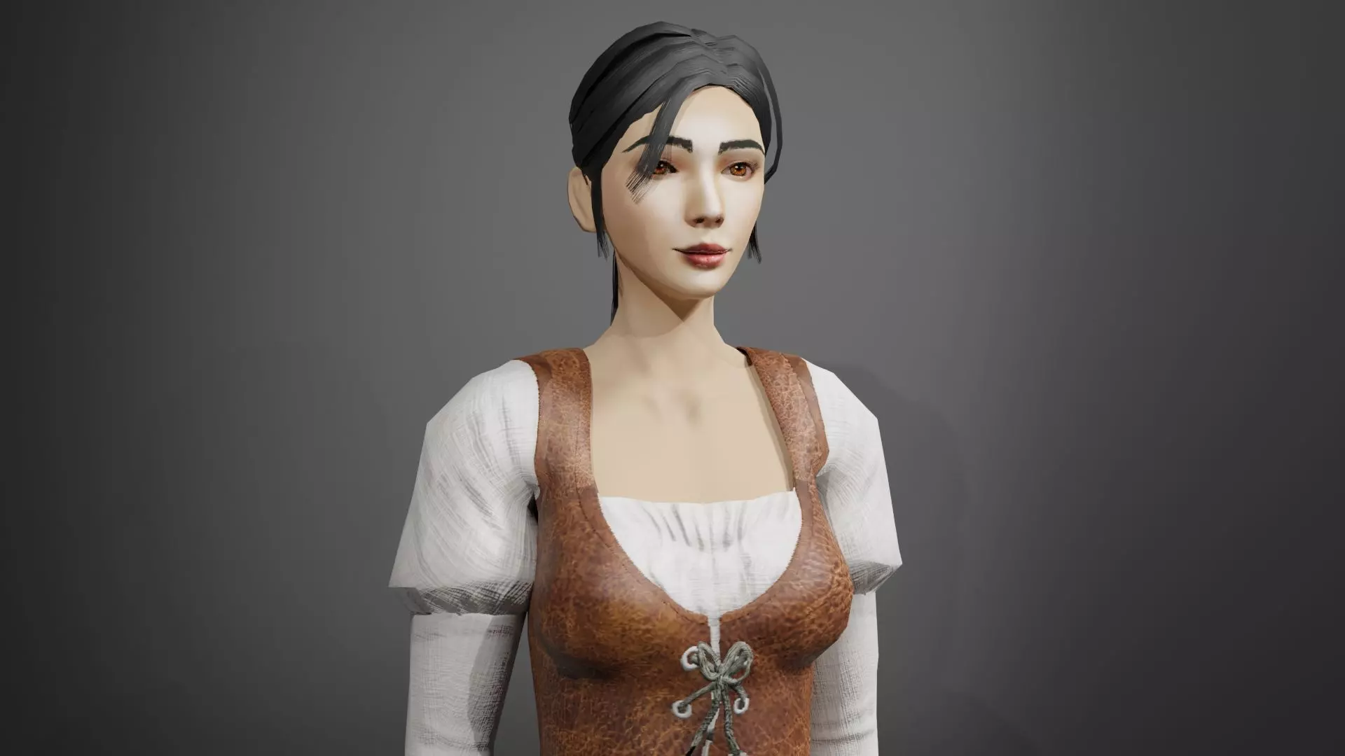 Fantasy Stylized Tavern Maid NPC Game Ready Character for Unity Low-poly 3D model_4