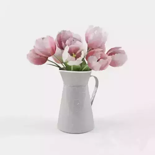 flower tulips in pitcher 3D model
