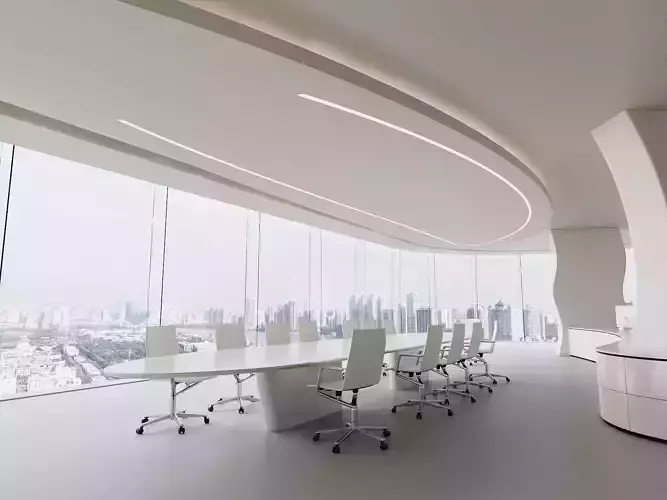 Futuristic Minimalist Conference Room Interior