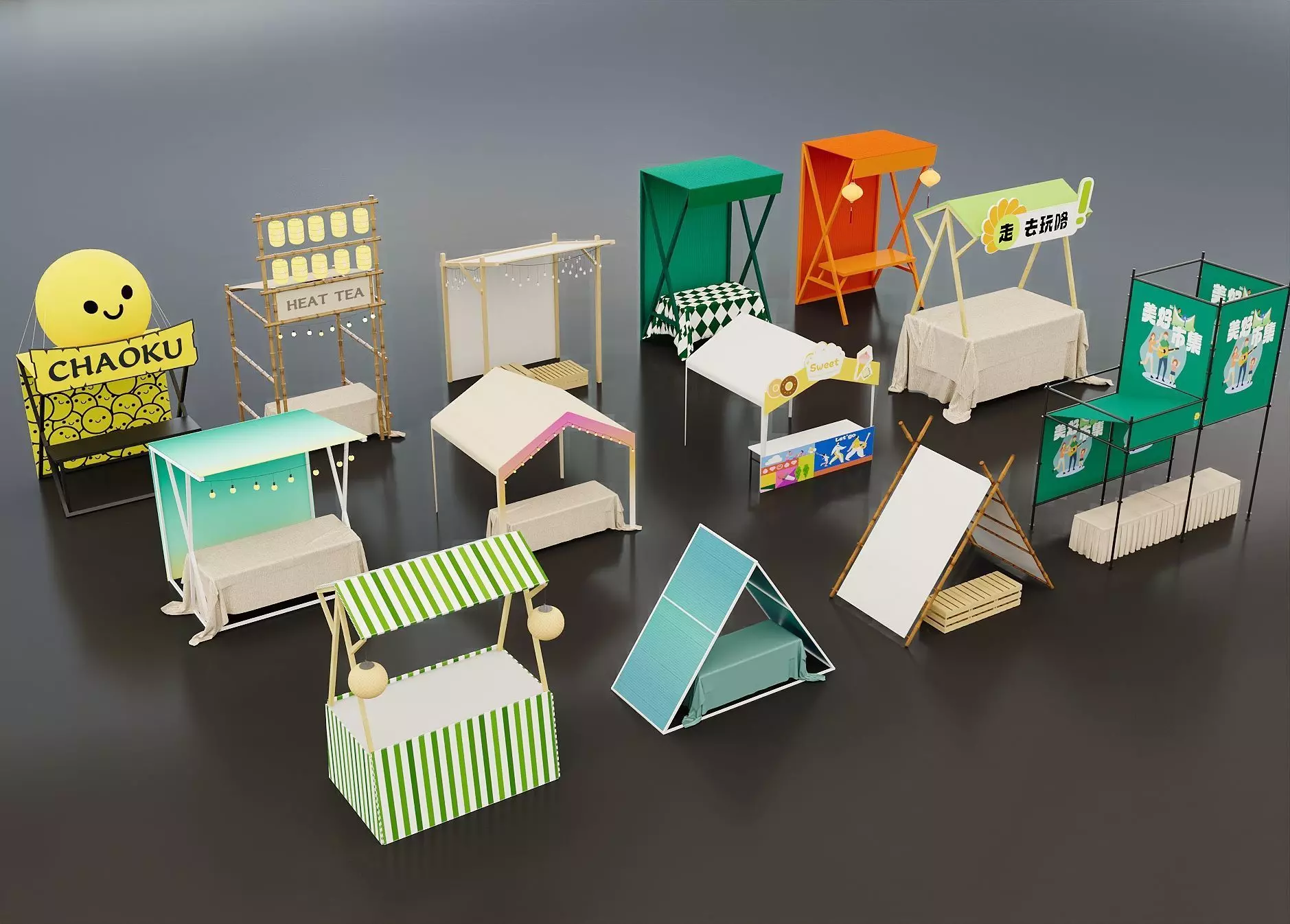 Street Market Booth Pack 3D model