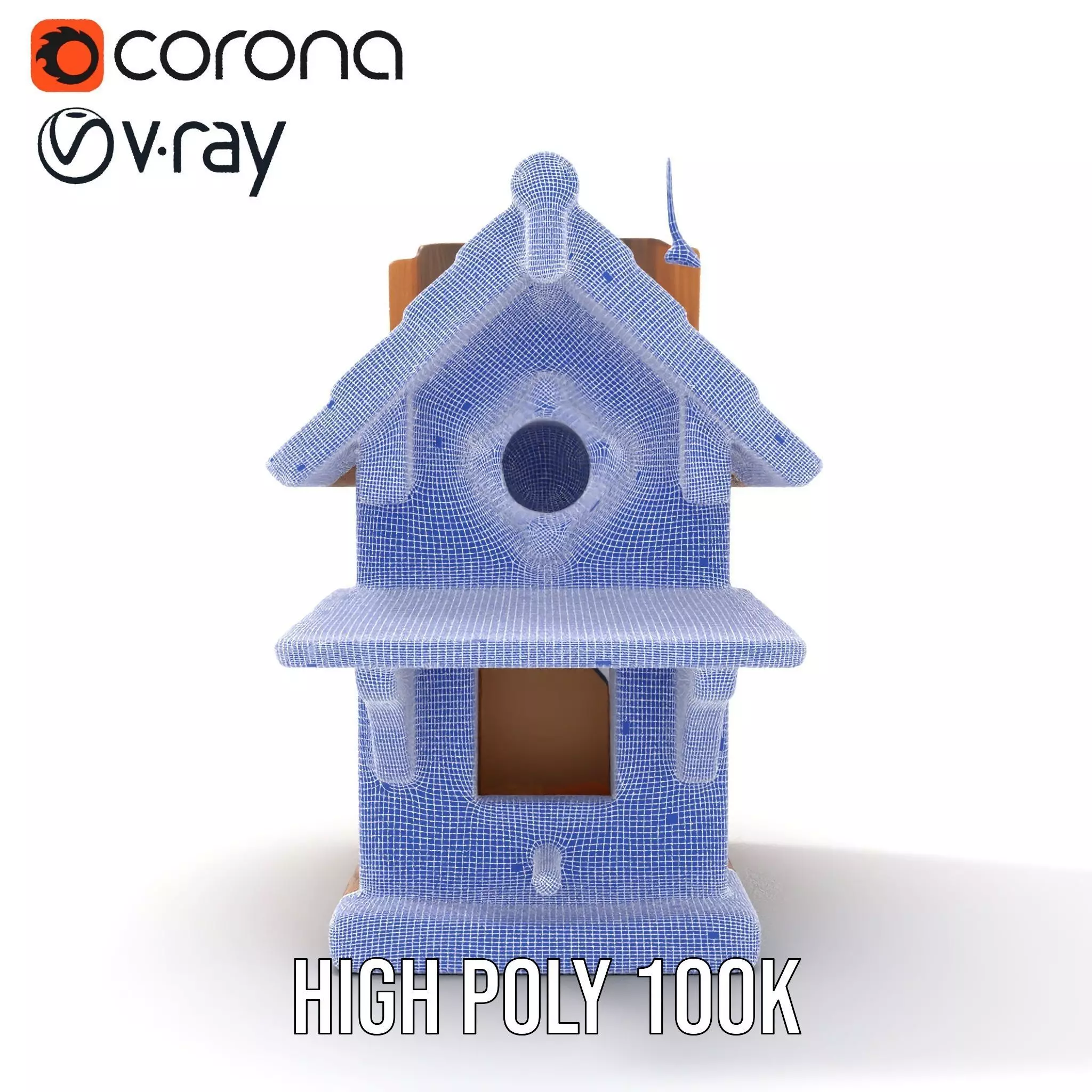 Rustic Wooden Birdhouse model pack Low-poly 3D model_30