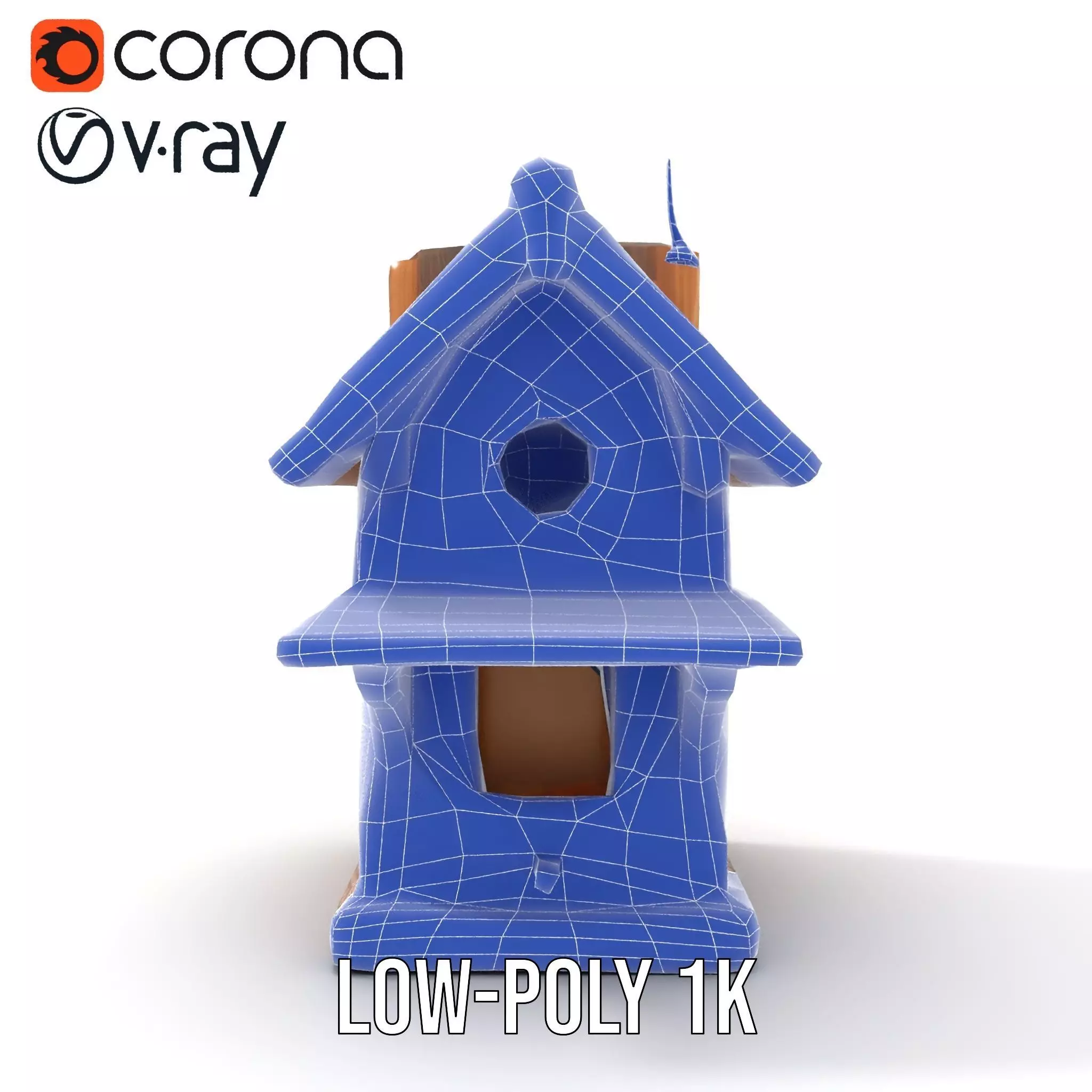 Rustic Wooden Birdhouse model pack Low-poly 3D model_29