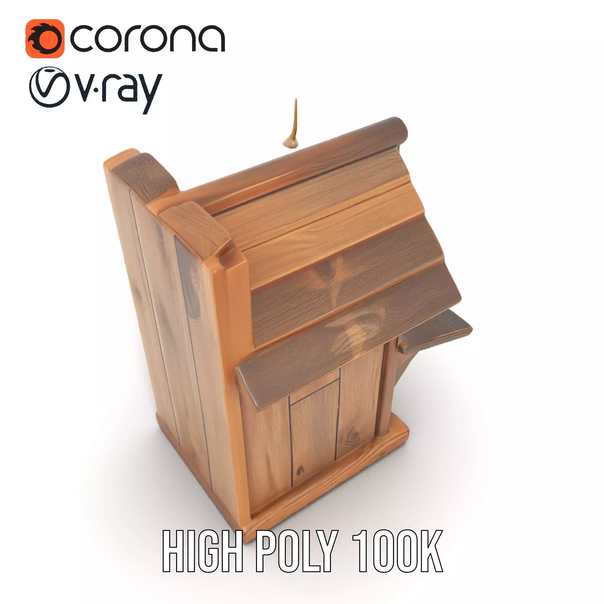 Rustic Wooden Birdhouse model pack Low-poly 3D model_19