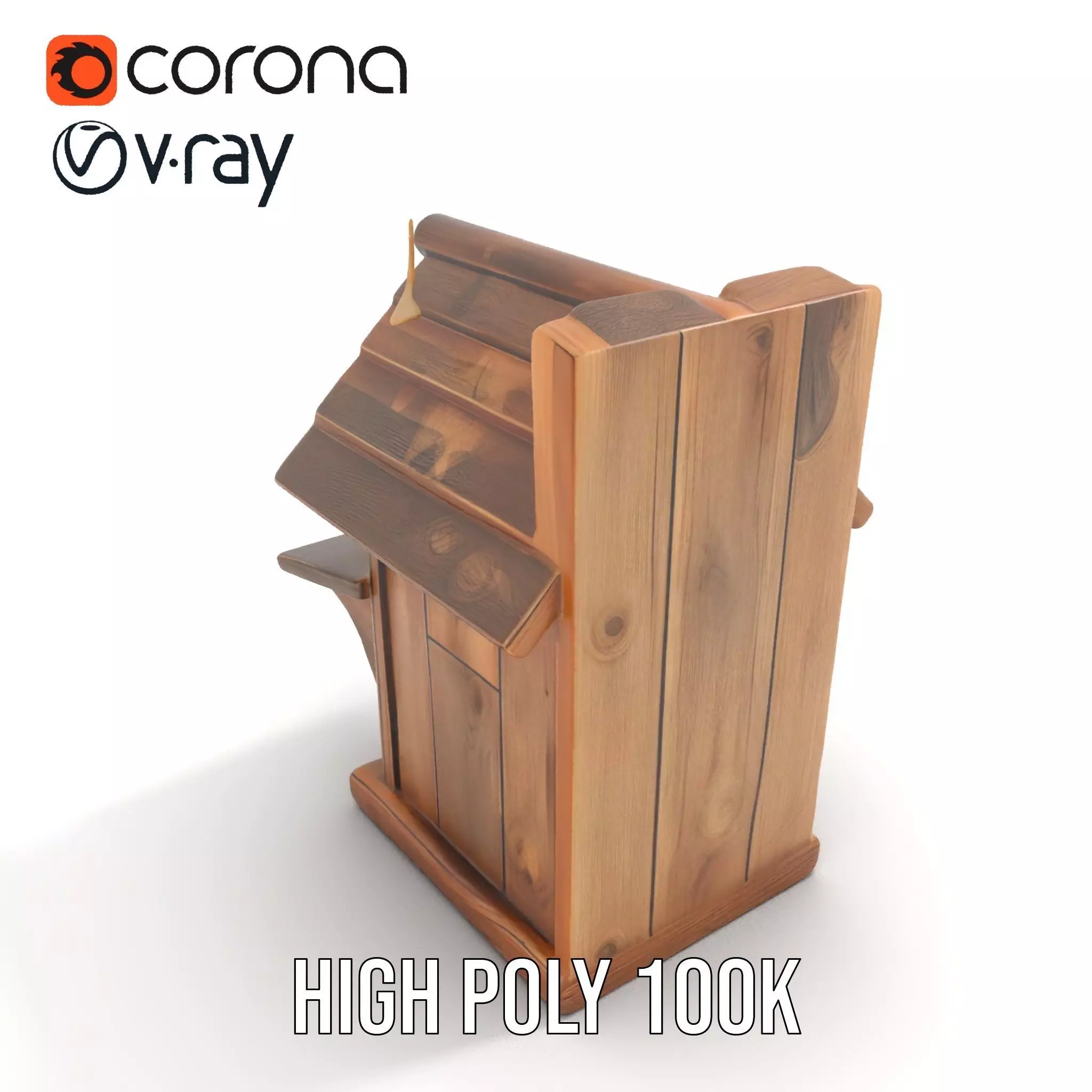 Rustic Wooden Birdhouse model pack Low-poly 3D model_25