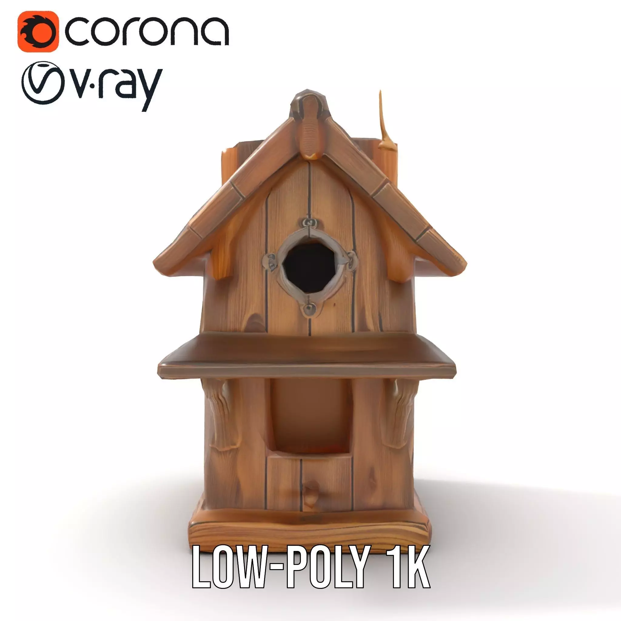 Rustic Wooden Birdhouse model pack Low-poly 3D model_13