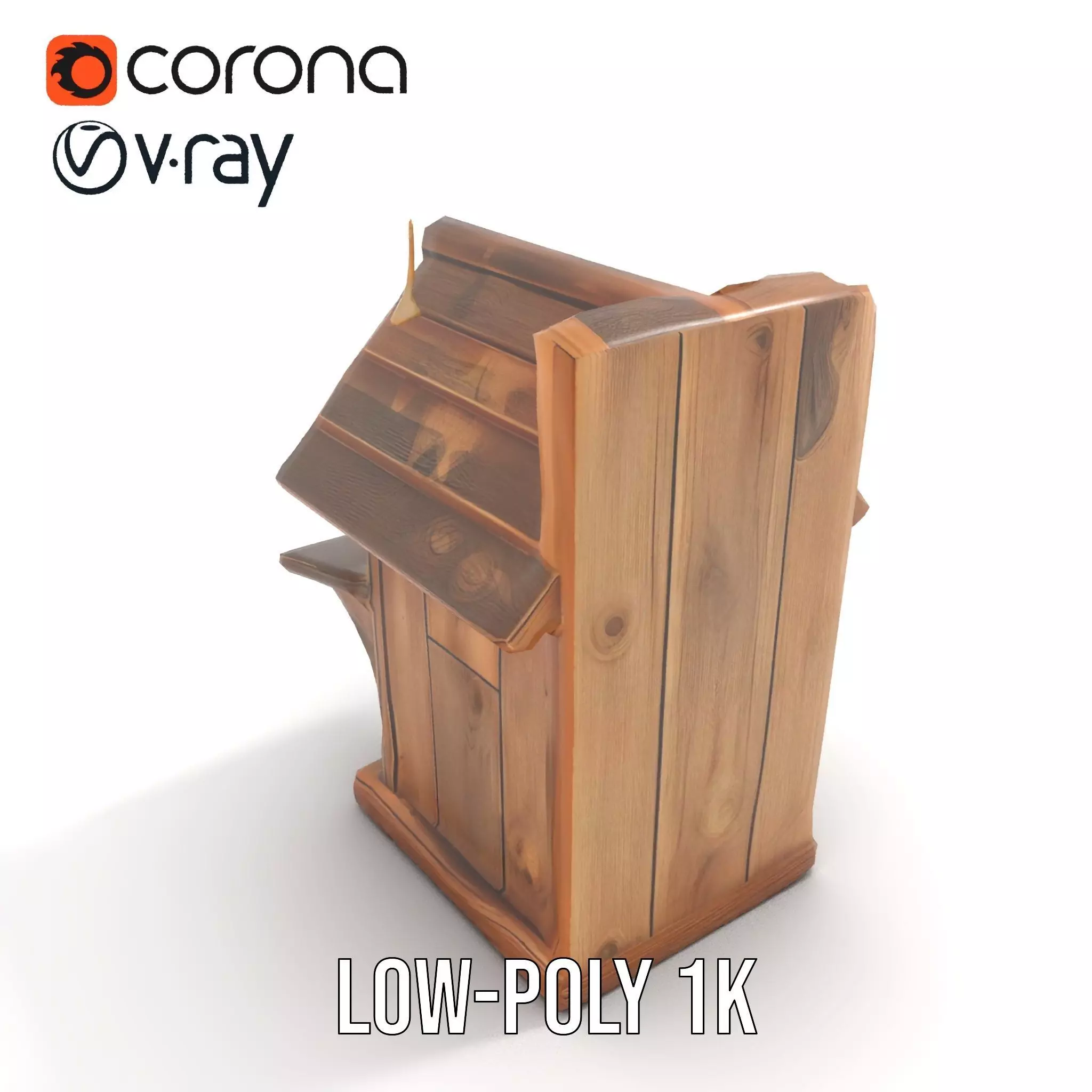 Rustic Wooden Birdhouse model pack Low-poly 3D model_8