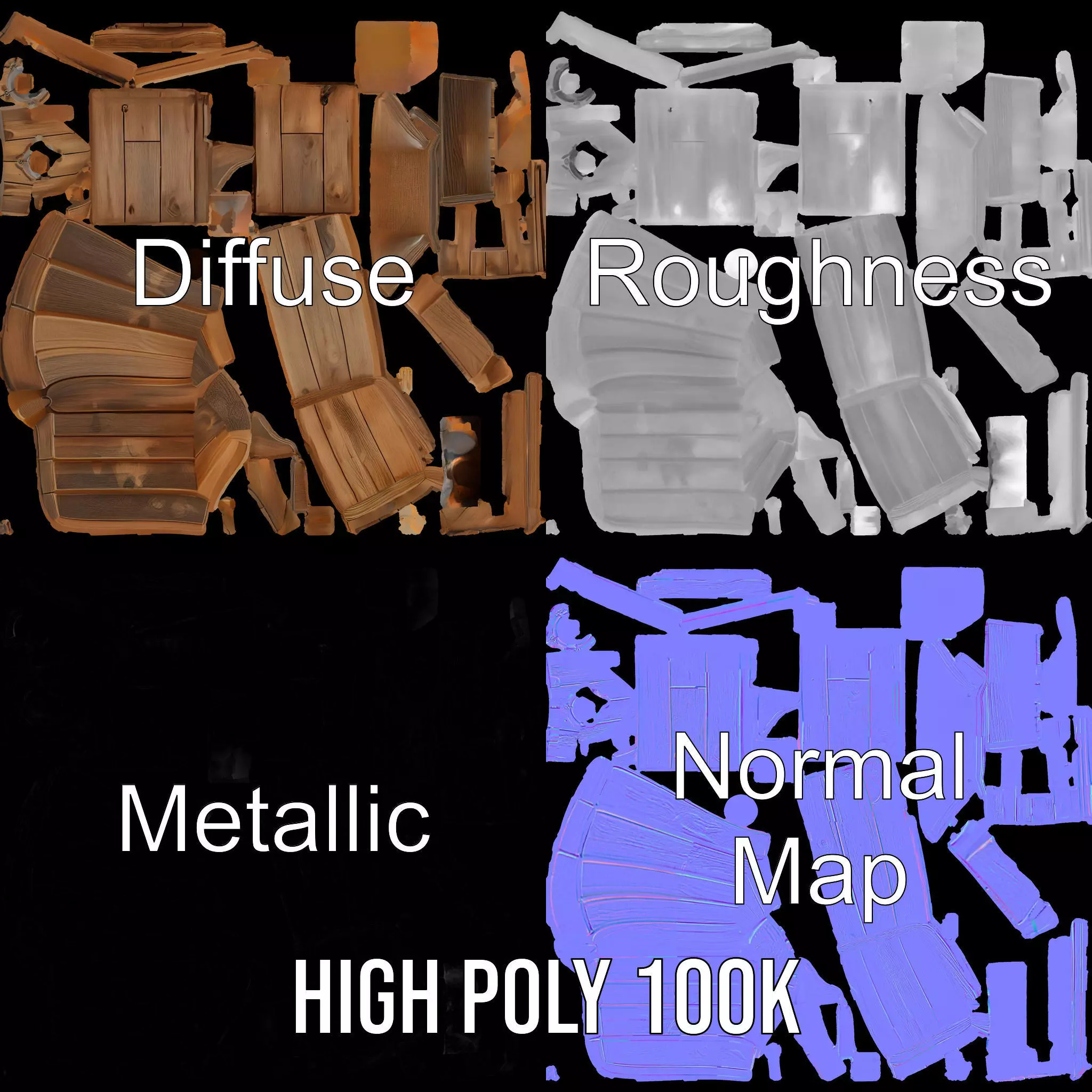 Rustic Wooden Birdhouse model pack Low-poly 3D model_4