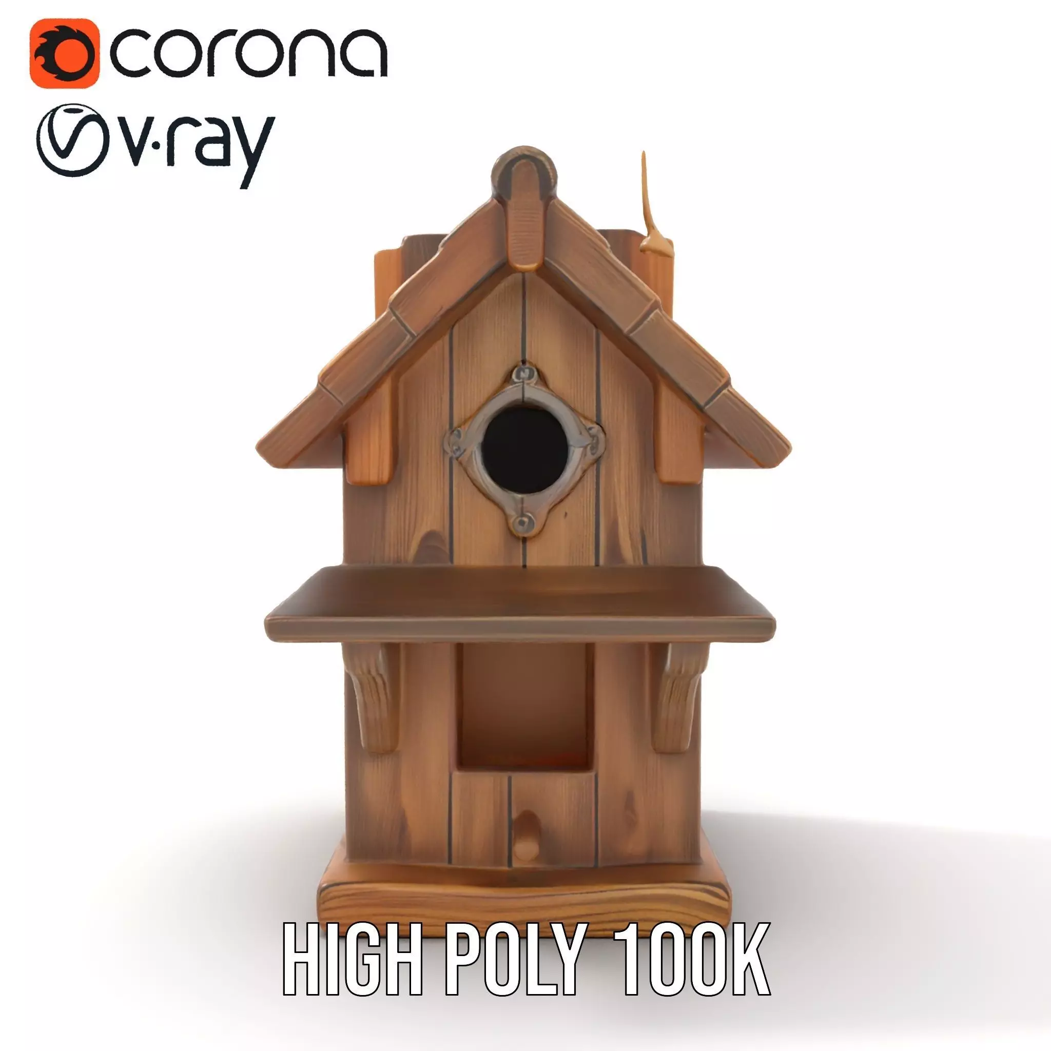 Rustic Wooden Birdhouse model pack Low-poly 3D model_16