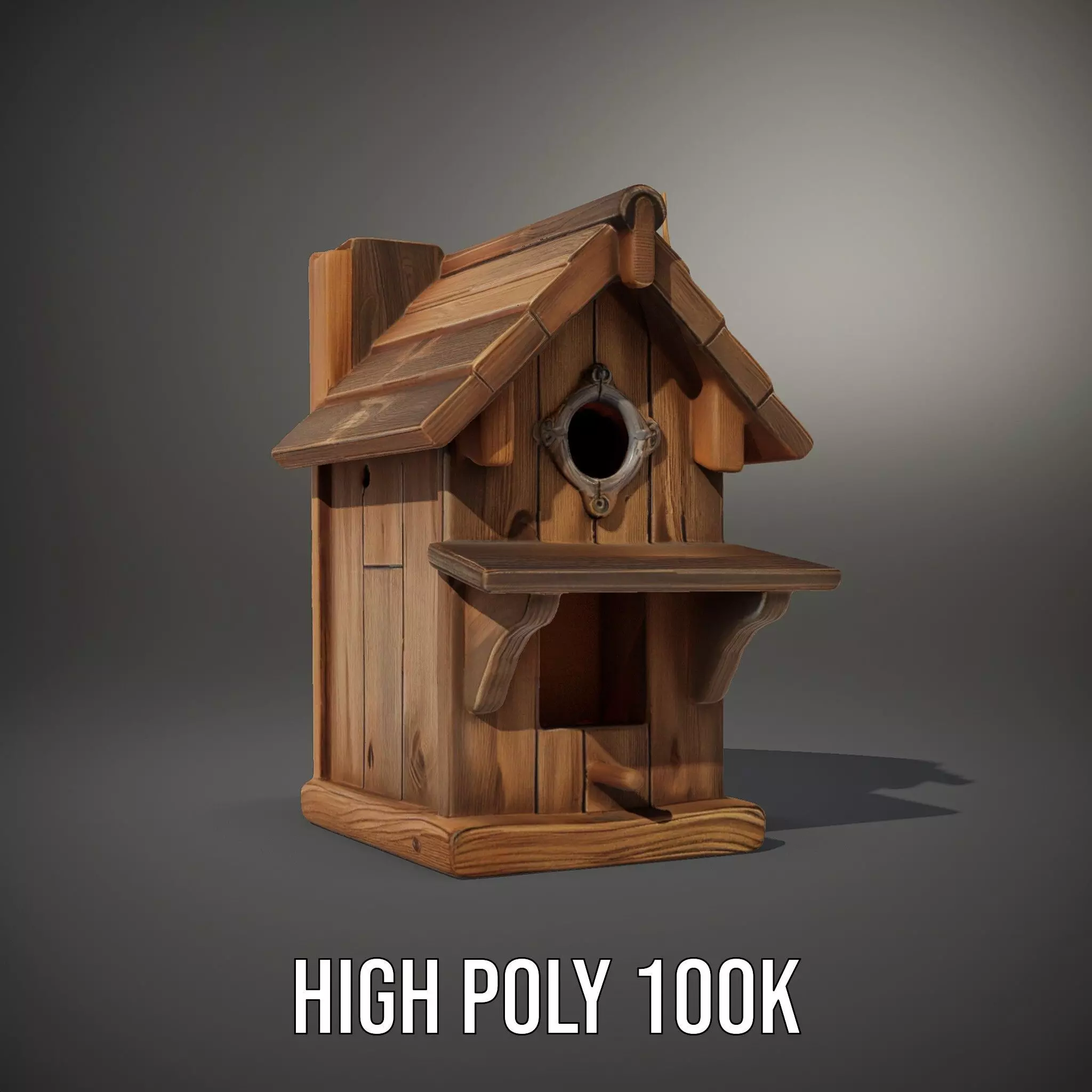 Rustic Wooden Birdhouse model pack Low-poly 3D model_9