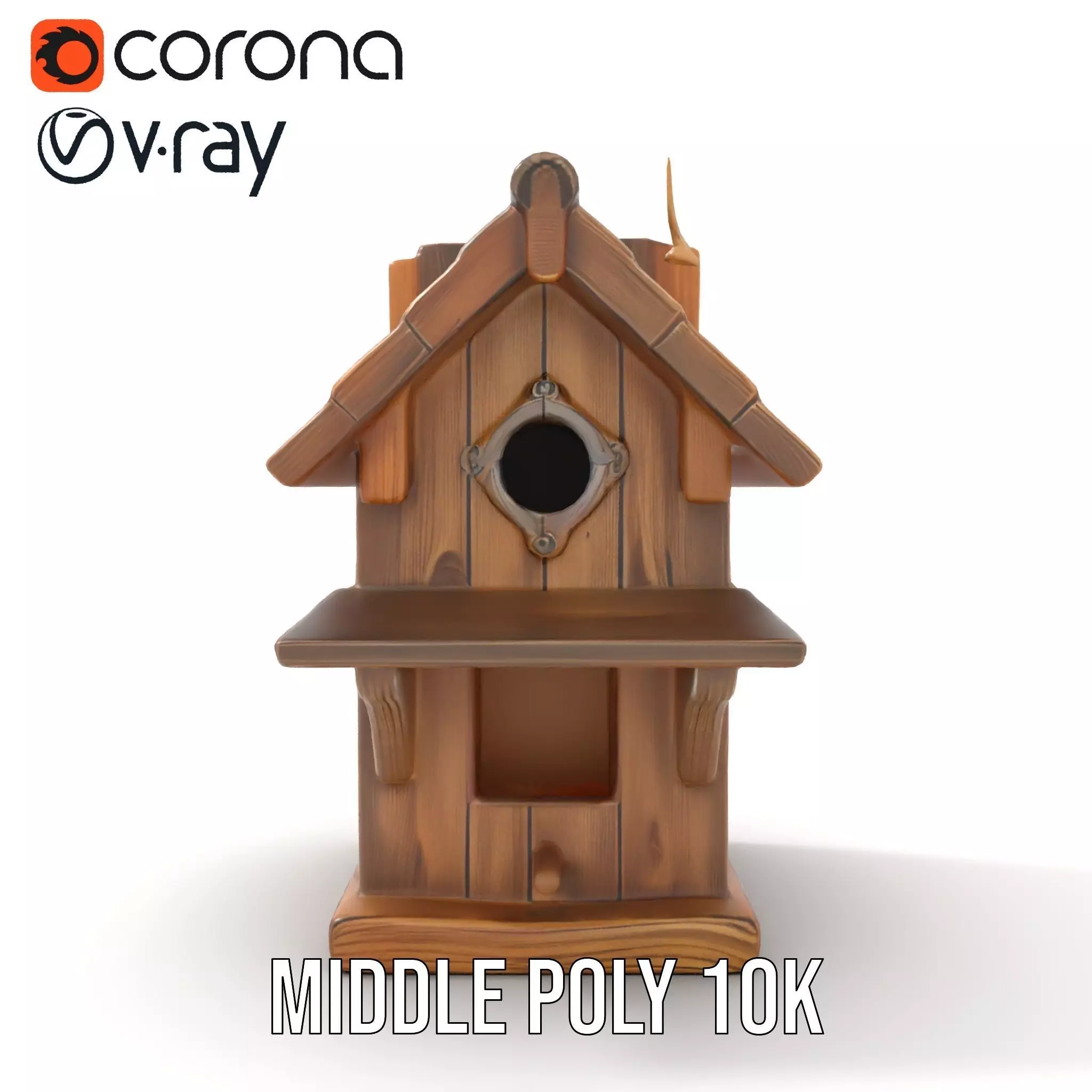Rustic Wooden Birdhouse model pack Low-poly 3D model_7