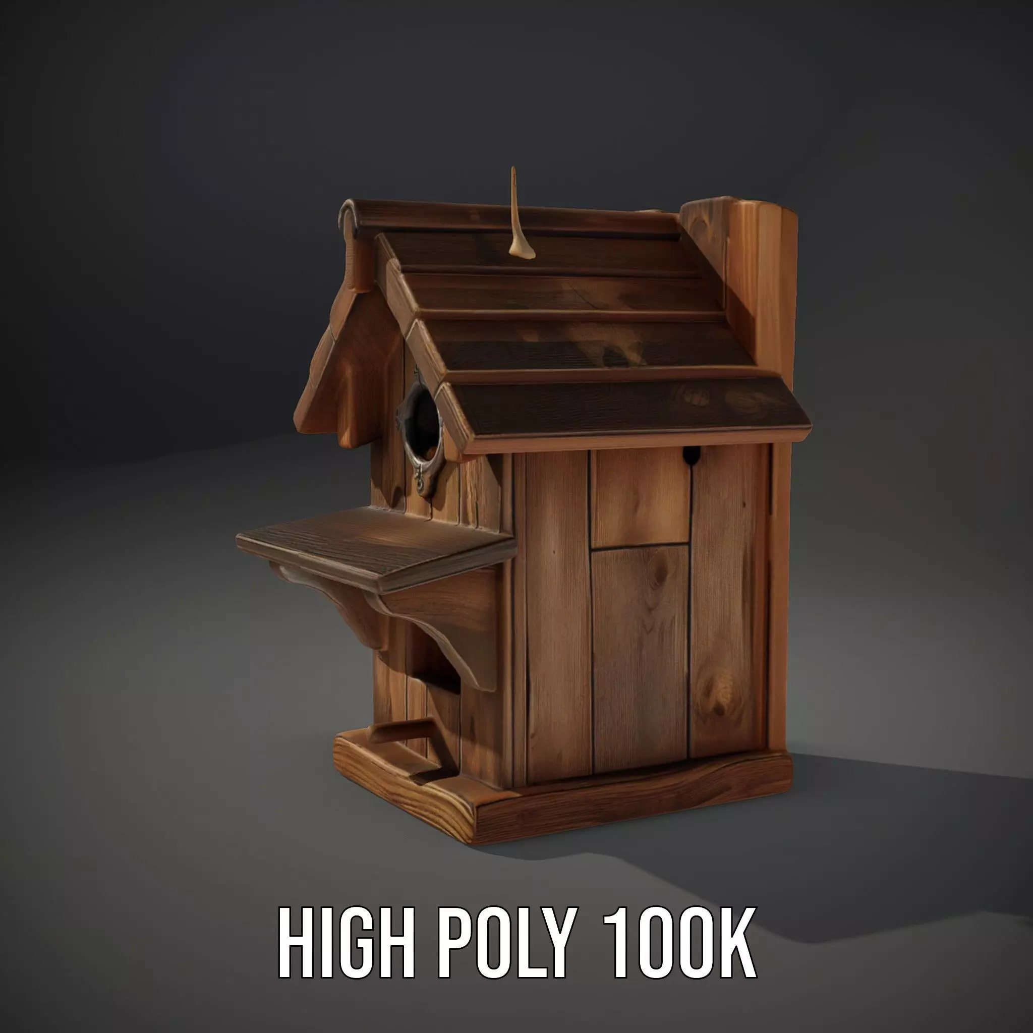 Rustic Wooden Birdhouse model pack Low-poly 3D model_11