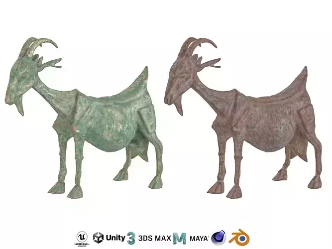 Ancient Goat rusted statues